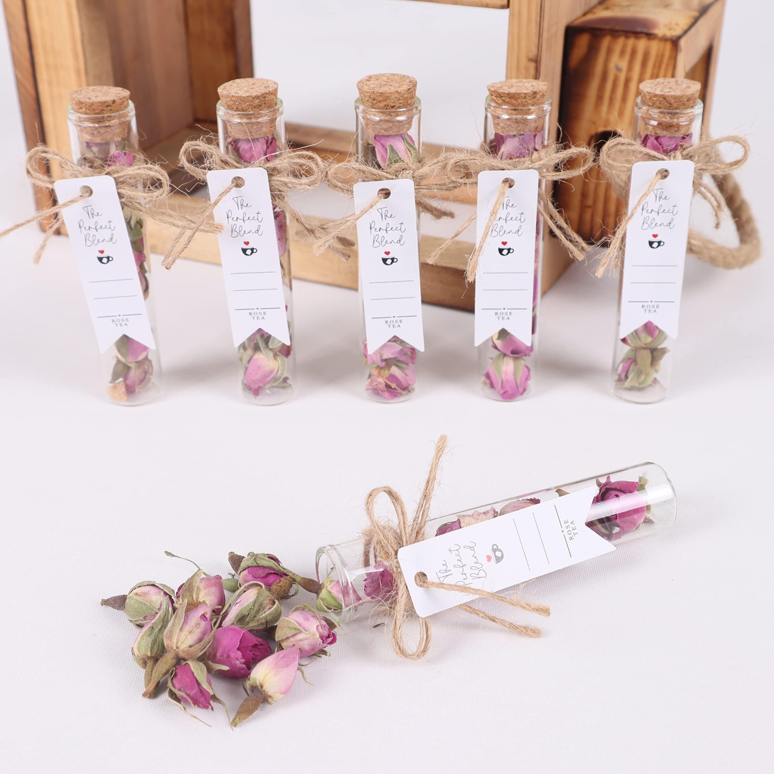 HTF Pack of 10 Elegant Rose Wedding Favors - Bridesmaid Gifts, Bridal Shower Favors, Tea Party Decorations - Perfect for Wedding Guest Gifts & Engagement Party Decor (Rose Gold Tube)