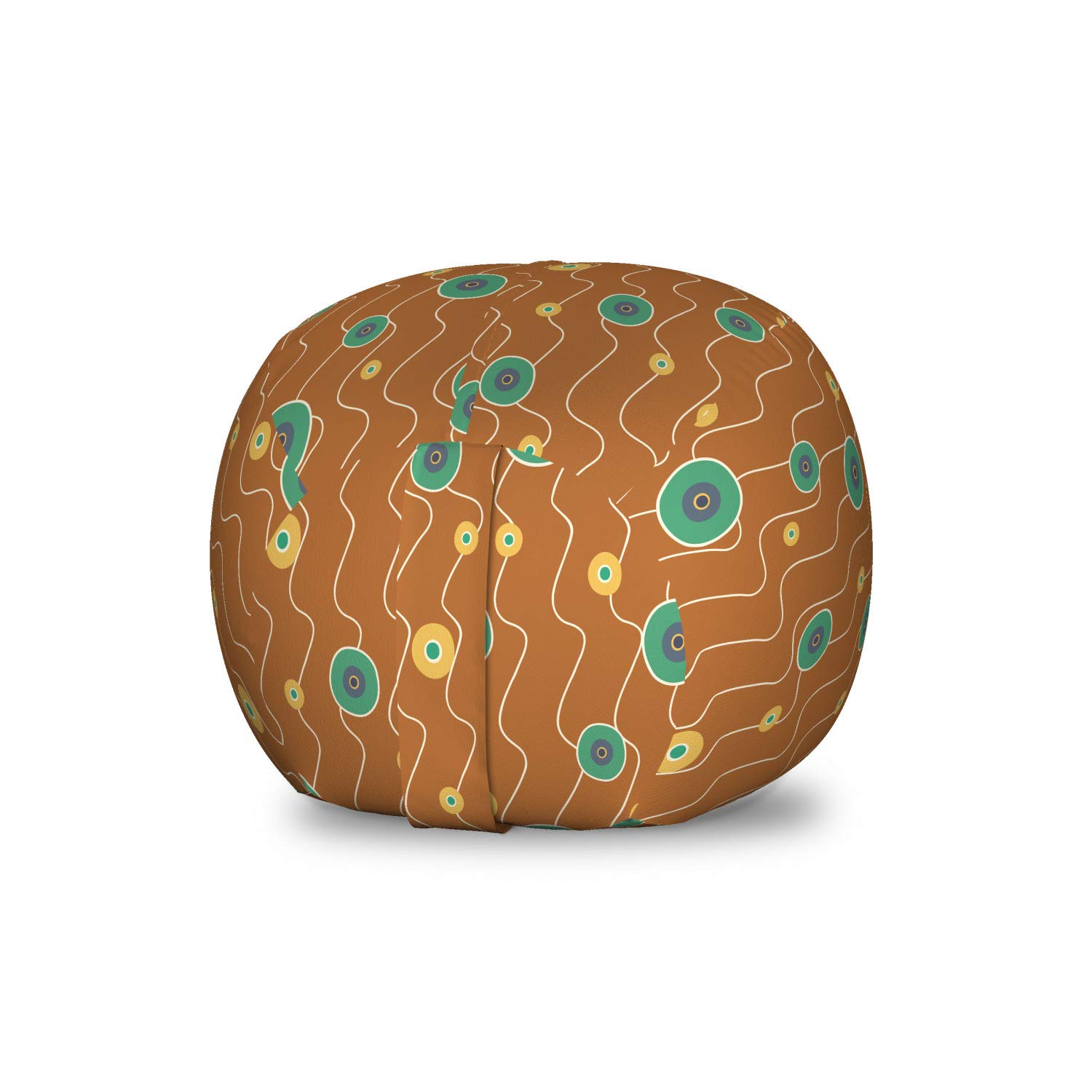 Ambesonne Abstract Toy Storage Bag Chair with Circular Eyeball Motif Print - Washable Stuffed Animal Organizer, Small Size in Amber Seafoam - Perfect for Kids' Room, Playroom & Nursery Organization