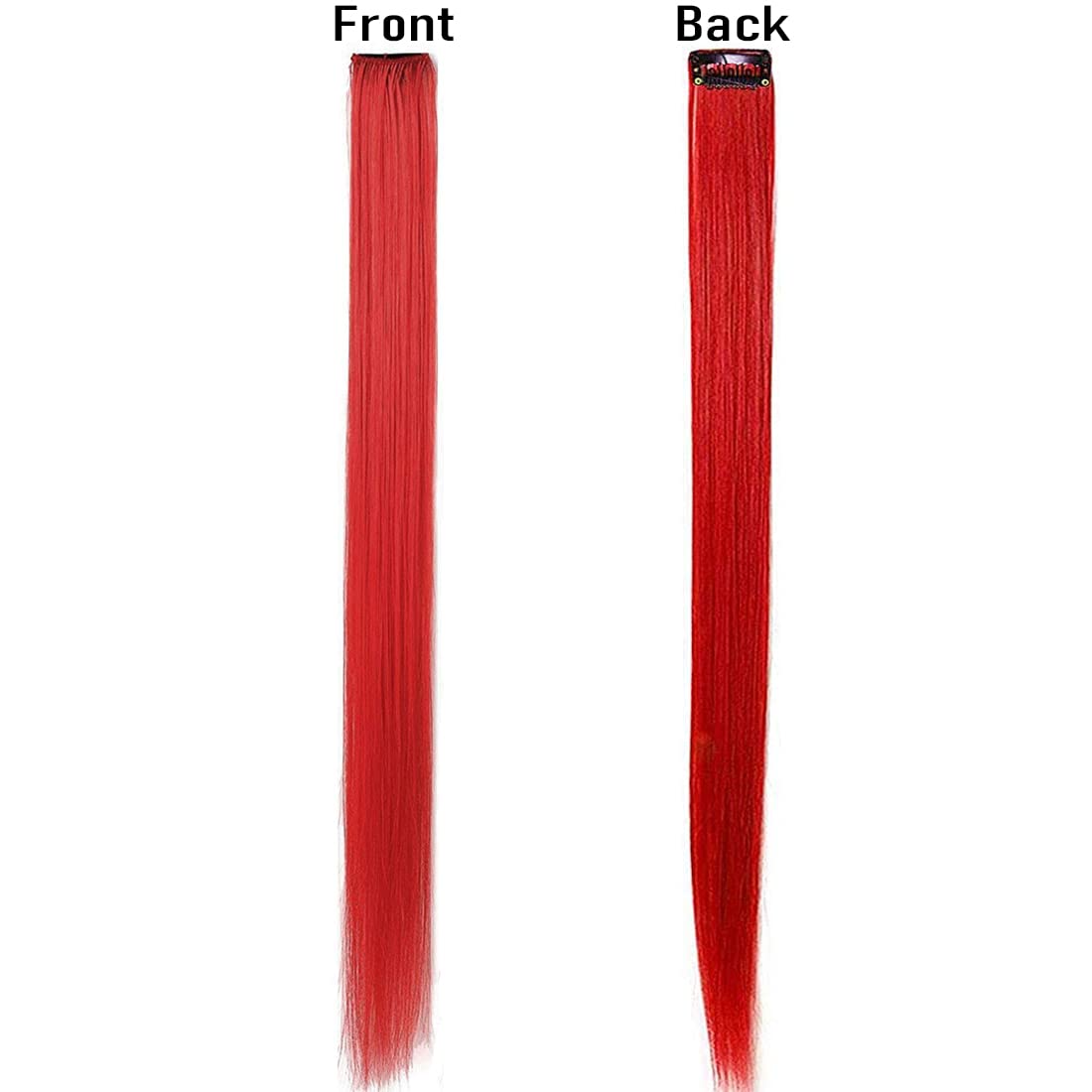 DELORUS Reusable Hair Streaks Extensions for Women & Girls - 2-Piece Set (Red) | Clip-in Colored Hair Highlights for Parties, Cosplay & Everyday Styling