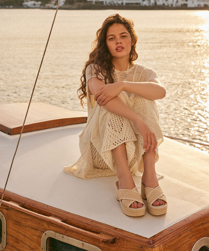 Eldora Heels - Natural White Raffia Wedge Sandals for Women | Comfortable Summer Beach Wedding Shoes | Perfect for Outdoor Parties, Vacations & Casual Wear