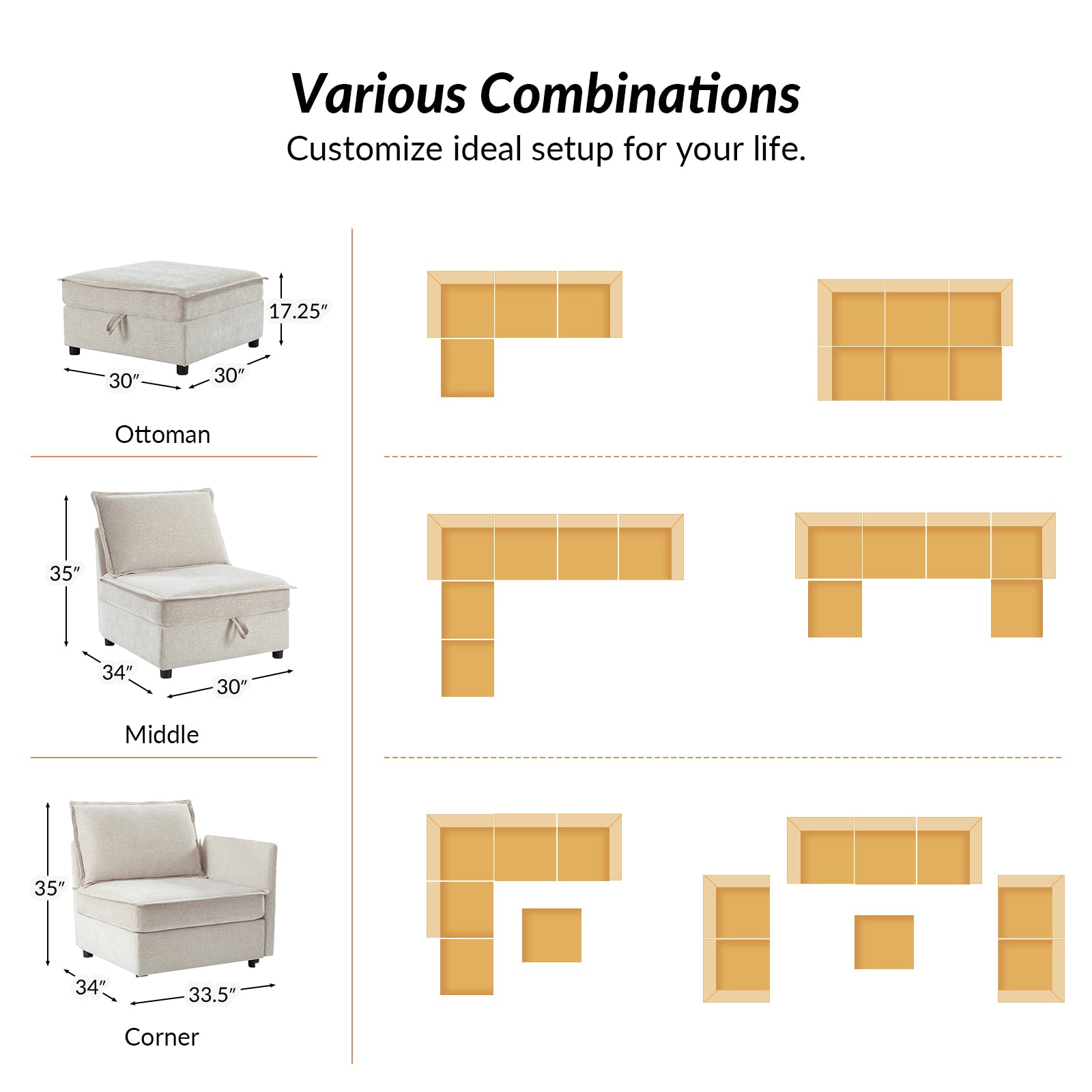 Harmetrix Oversized Soft Sectional Couch with Storage | Modern L-Shaped Sofa Bed with Hidden Compartment | Perfect for Living Room, Family Room & Small Spaces