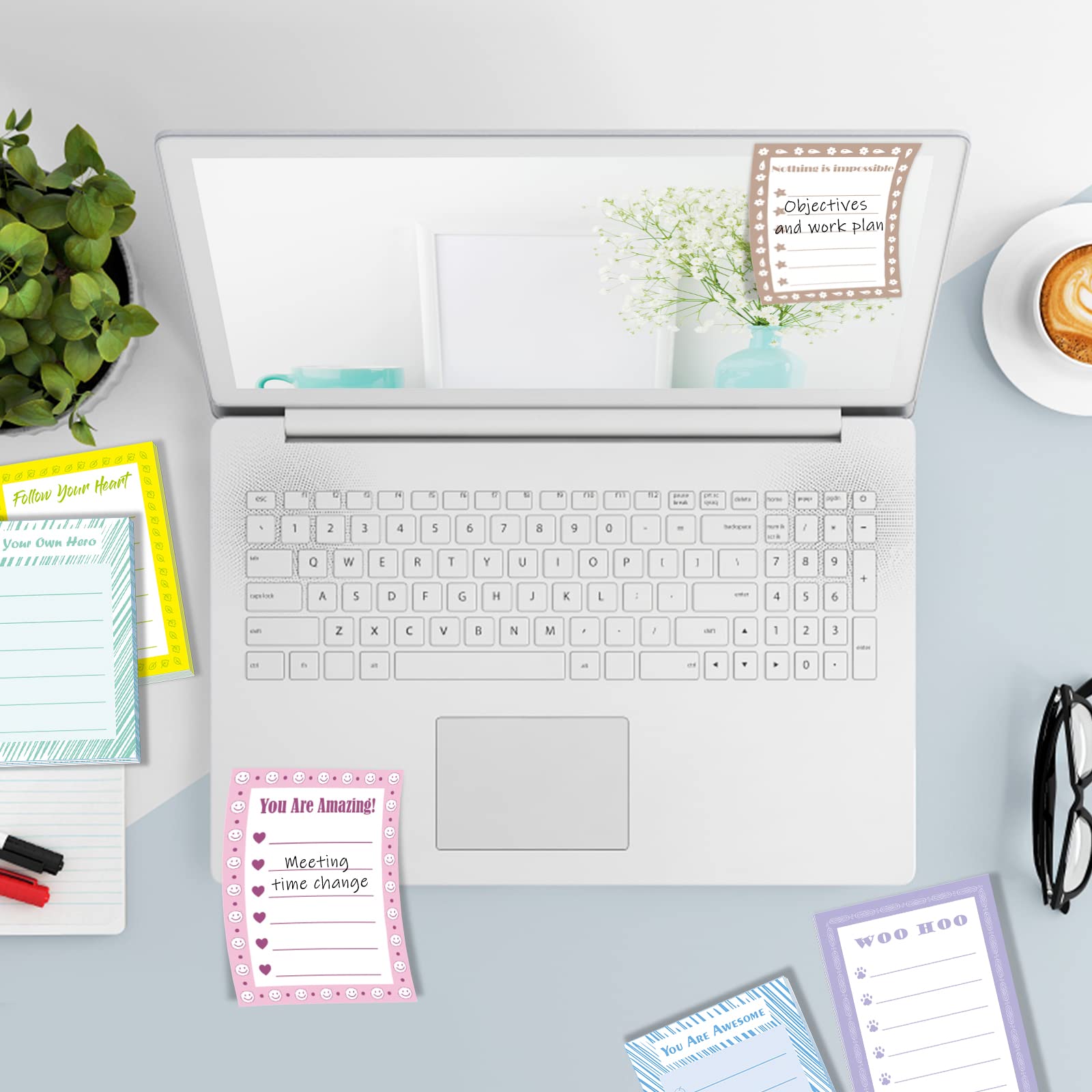 8-Pack Motivational Sticky Notes - Inspirational Memo Pads for Office, School & Home - Perfect for Students, Coworkers & Staff Appreciation Gifts - Great for Daily Reminders, Goal Tracking & Productivity Boosting
