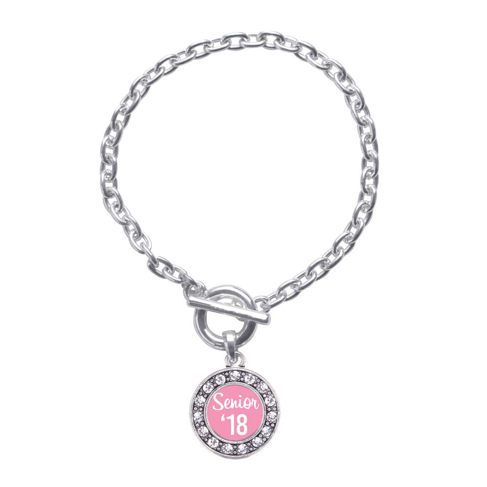 Inspired Silver - Sterling Silver Circle Charm Toggle Bracelet with Cubic Zirconia for Women | Elegant Everyday Jewelry Gift for Birthday, Anniversary & Special Occasions