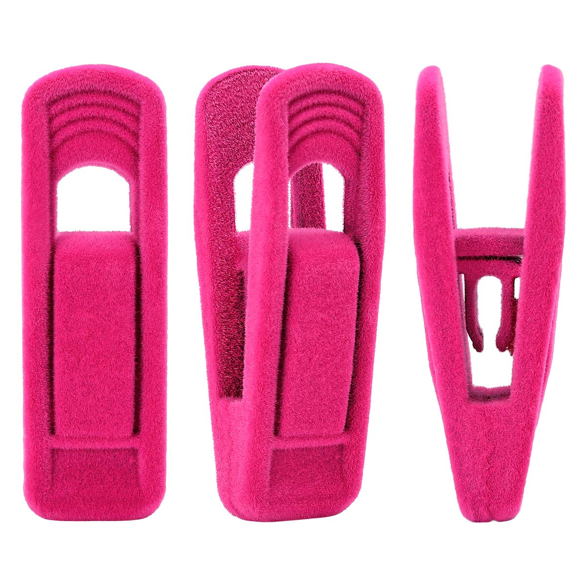 20-Pack Hot Pink Velvet Hangers with Strong Finger Clips - Non-Slip Pants Hangers for Thin Clothes | Perfect for Closet Organization, Wardrobe Storage & Travel Use