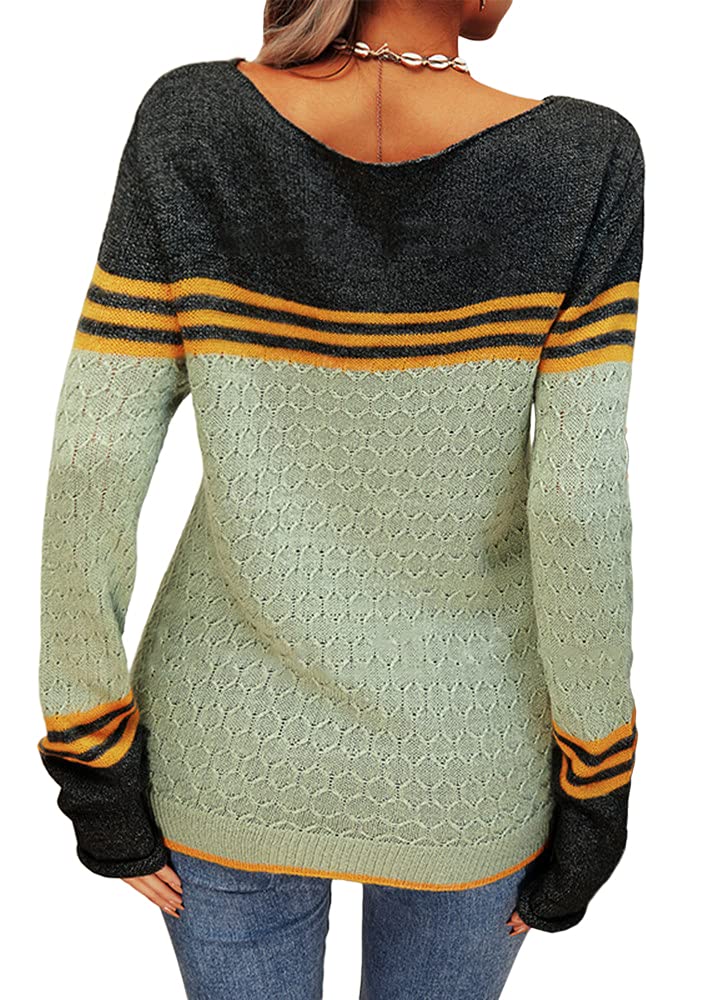 Grlasen Women's Fashion Colorblock Pullover Sweater - Round Neck Knitwear Tops for Autumn & Winter | Cozy Casual Wear for Office, Dating & Weekend Outfits