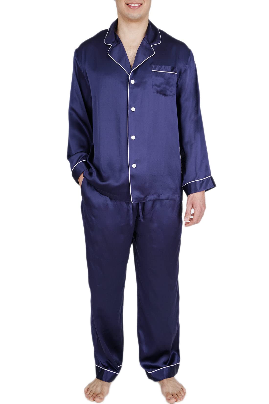 Luxury 100% Silk Pajama Set for Men - Premium Silk Sleepwear by OSCAR ROSSA - Soft & Breathable Silk Pajamas for Comfortable Sleep, Lounging & Relaxation at Home