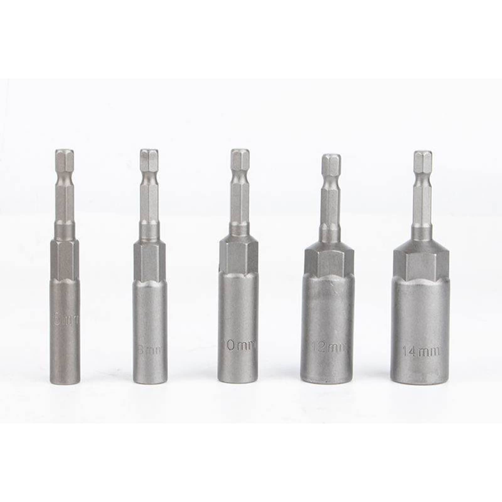 SLIOAI 6-Piece Extra Deep Hex Bit Socket Set - 6mm, 8mm, 10mm, 12mm, 14mm Power Nut Driver Bits for Drill - Quick Change Socket Adapter Bolt Driver Repair Tool Kit - Perfect for Automotive, Furniture Assembly & DIY Home Repairs