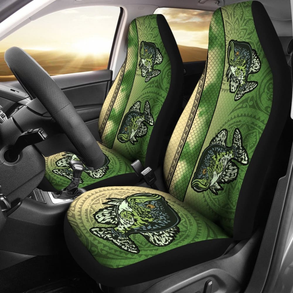 Black Crappie Fish Scale Pattern Fishing Car Seat Covers - Waterproof & Durable for Trucks, SUVs, Boats - Perfect for Outdoor Adventures & Fishing Trips