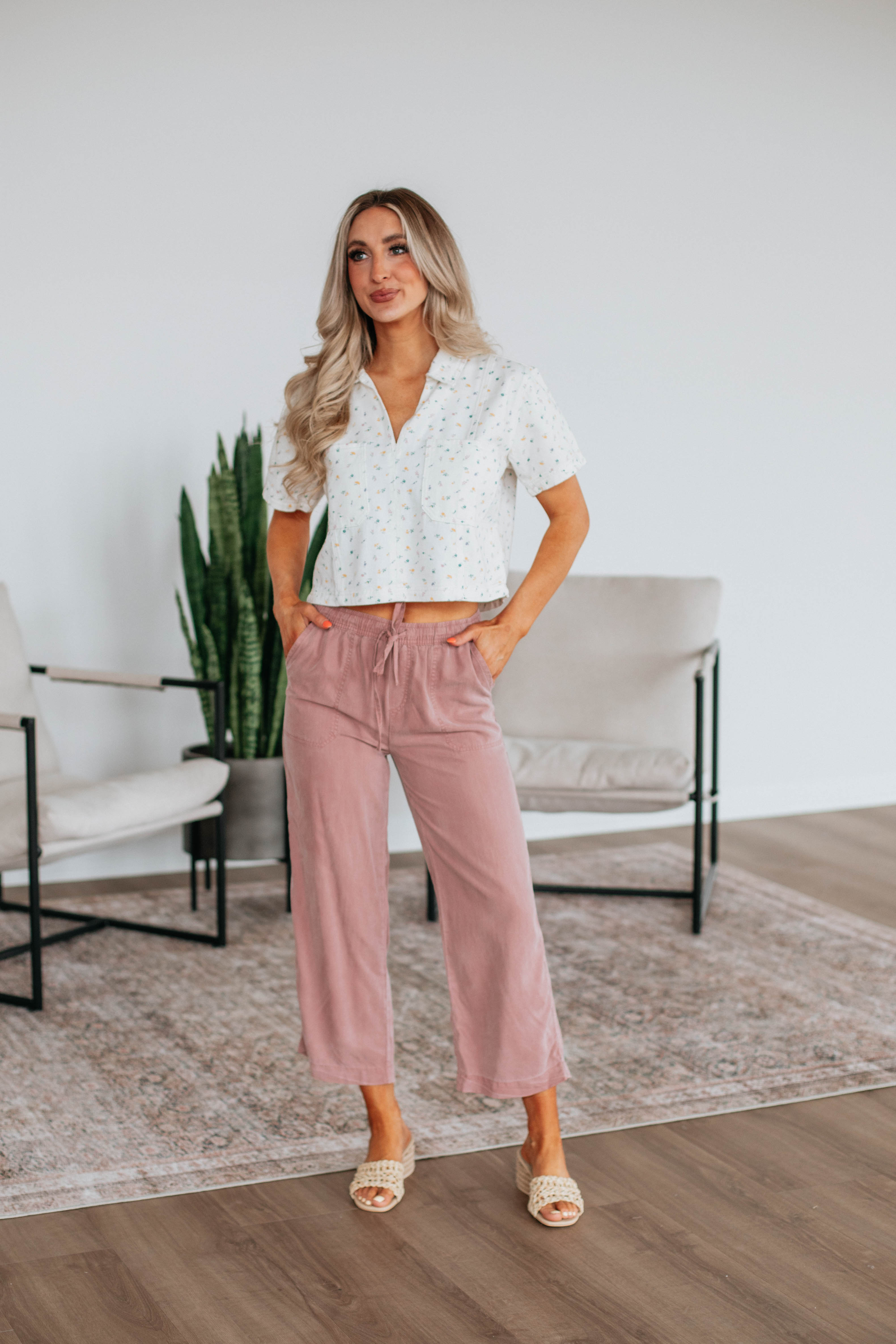 Duncan Casual Pants for Women - Soft Mauve Trousers with Comfortable Elastic Waist | Perfect for Work, Travel & Everyday Wear