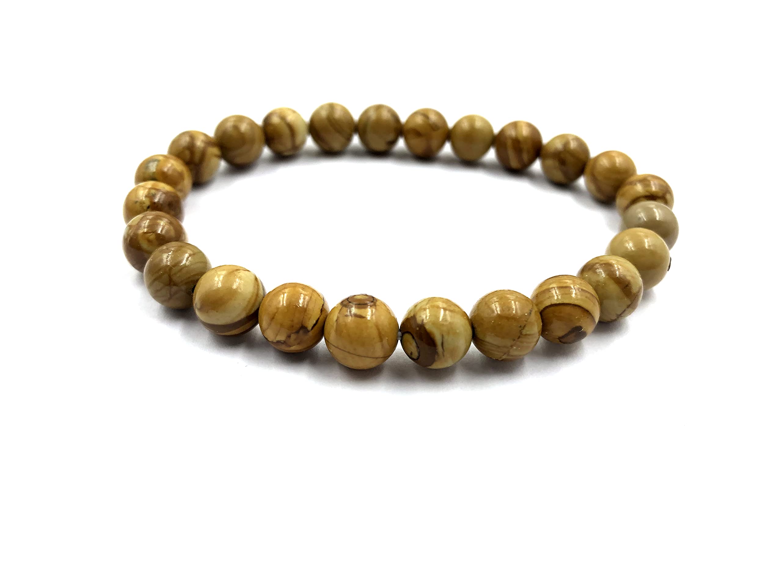 AAA Natural CAMEL JASPER 8mm Round Beaded Stretch Bracelet for Men & Women - Anxiety Relief Gemstone Jewelry, Couple Matching Gift for Stress Relief, Meditation & Positive Energy