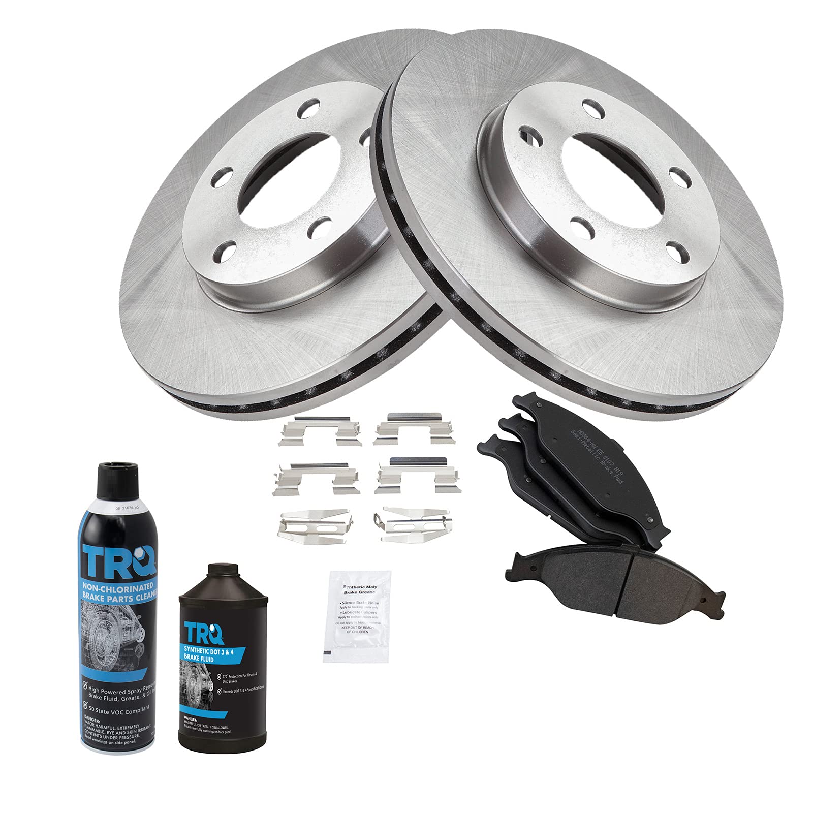 TRQ Front Brake Pad and Rotor Kit - Semi-Metallic Brake Pads & Rotors for 1999-2004 Ford Mustang | High-Performance Braking System for Street Racing & Daily Driving