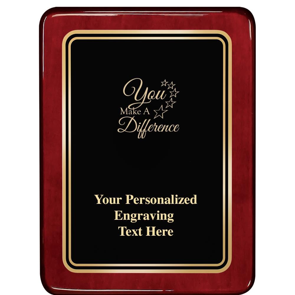 Custom Engraved 9x12 Rosewood Plaque Award - You Make A Difference - Perfect for Employee Recognition