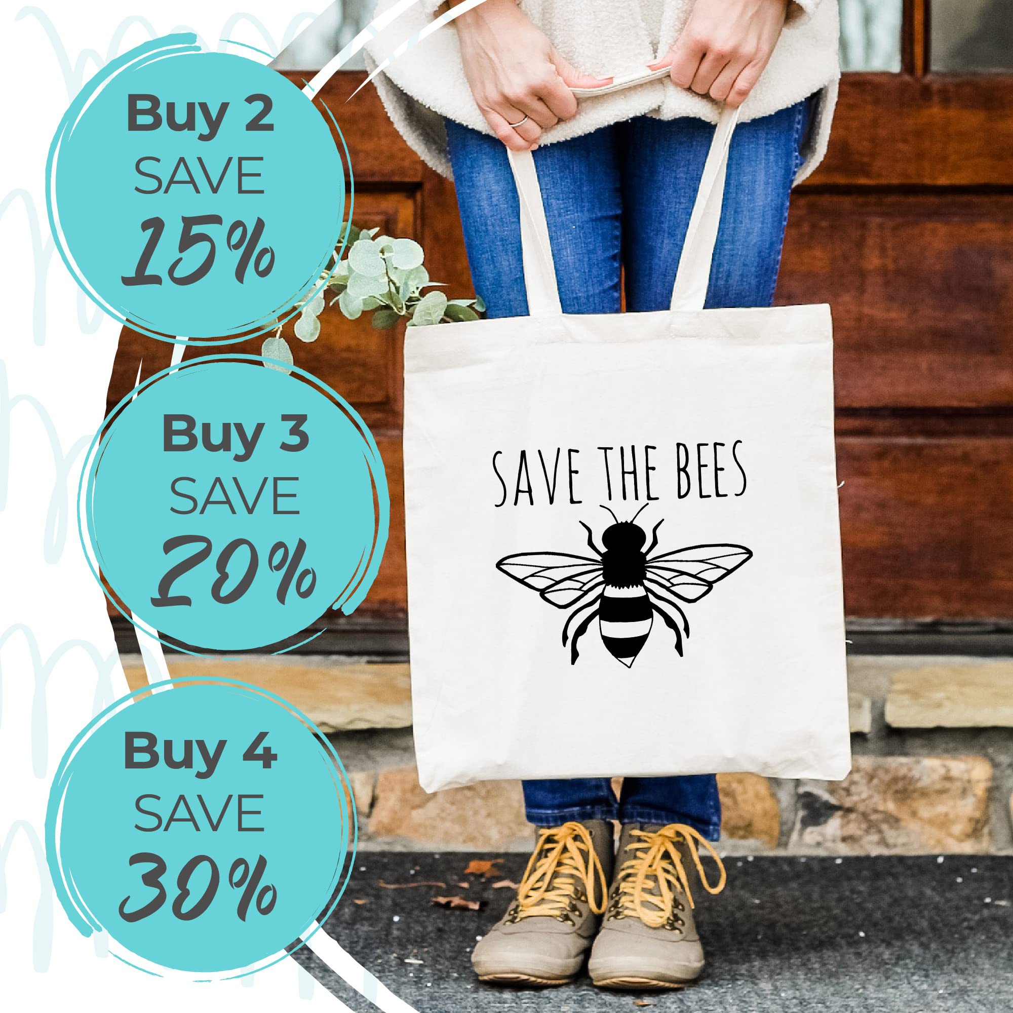 Natural Canvas Tote Bag - Screenprinted Cotton Flour Sack for Plant Lovers & Shopping