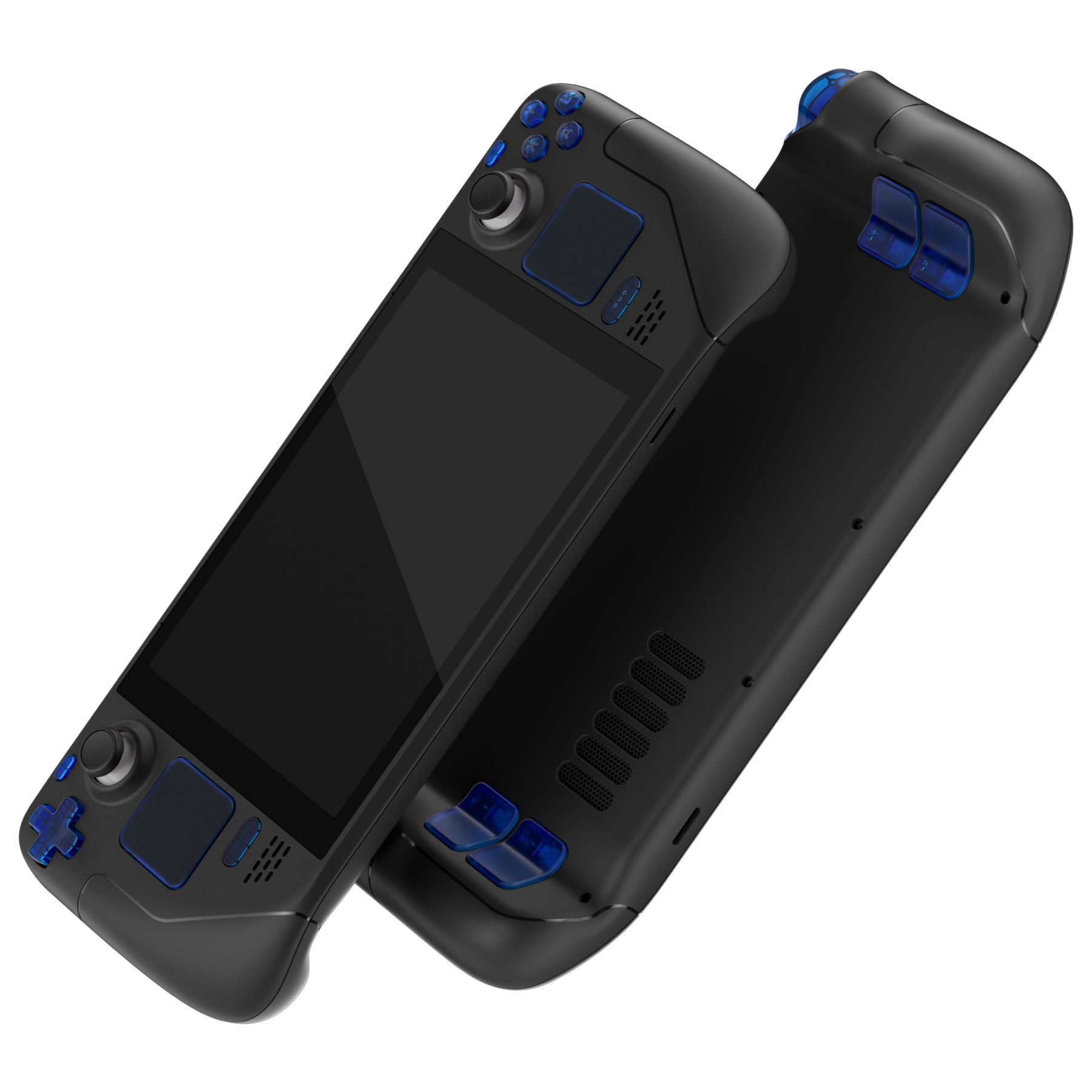 eXtremeRate Clear Blue Replacement Full Set Buttons for Steam Deck LCD - Upgrade Your Gaming Experience | Perfect for DIY Repairs & Controller Customization | JESDM005