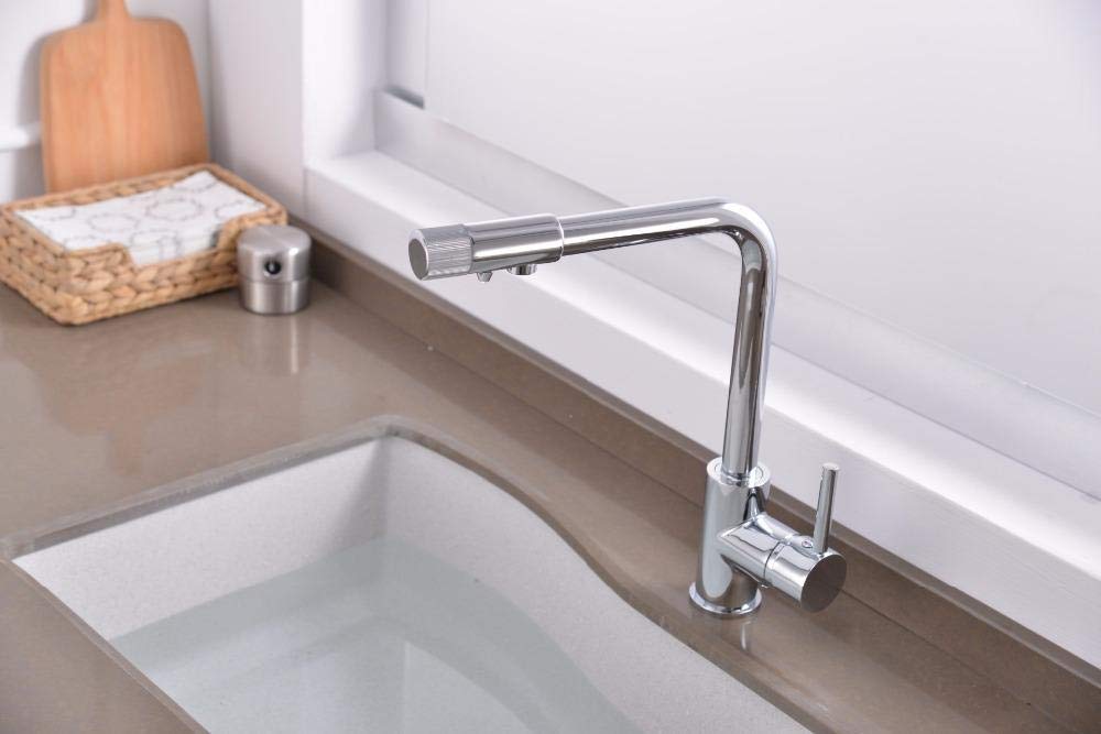 3-Way Chrome Deck Mounted Drinking Water Filter Faucet - Single Hole Purifier Mixer Valve for Kitchen Sink - Perfect for Clean Drinking Water & Cooking