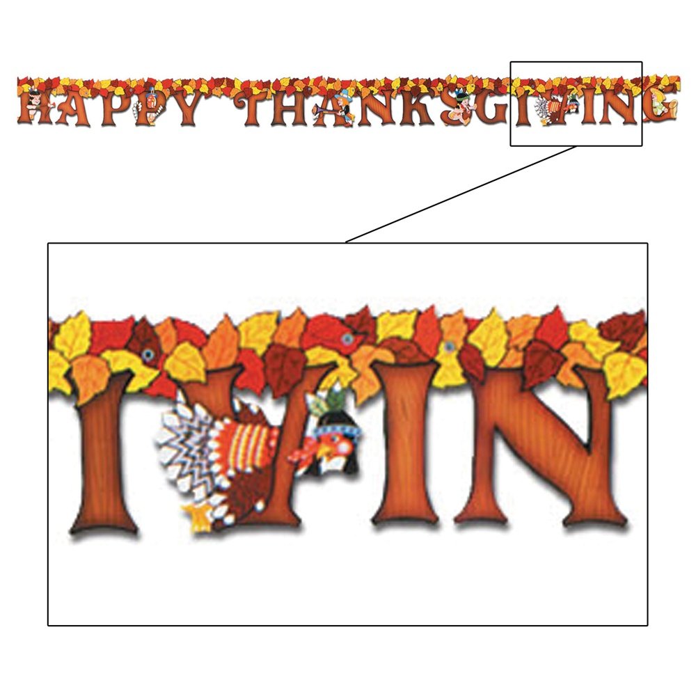 Happy Thanksgiving Decorative Streamers - 5in x 6ft Pack of 12 - Perfect for Party Decorations, Home Decor & Holiday Celebrations
