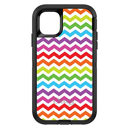 Rainbow White Chevron Stripes Wave On Black Case