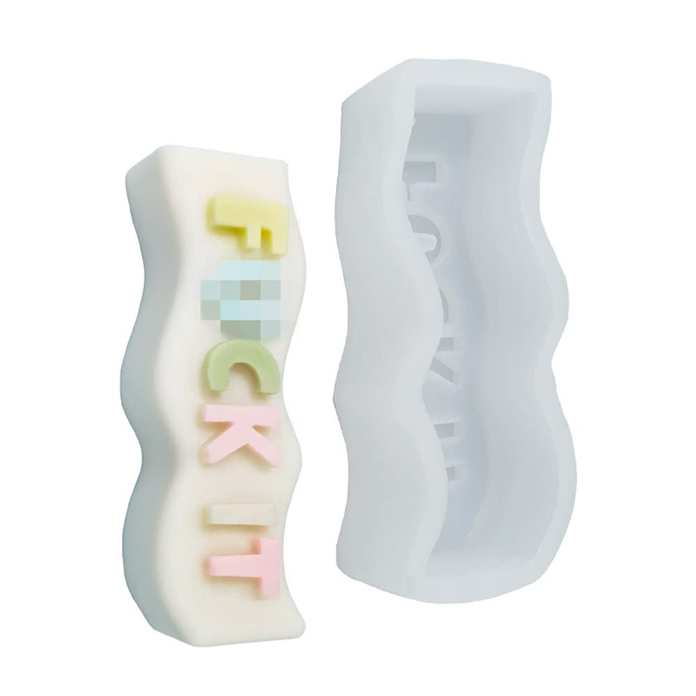 Wave Alphabet Letter Silicone Mold for Candles, Chocolate & Resin Crafts - DIY Pillar Candle Molds, Pendant Making & Plaster Carving - Perfect for Aromatherapy Gifts & White Elephant Parties (F*ck It Design) - Great for Home Decor, Wedding Favors and Craft Projects