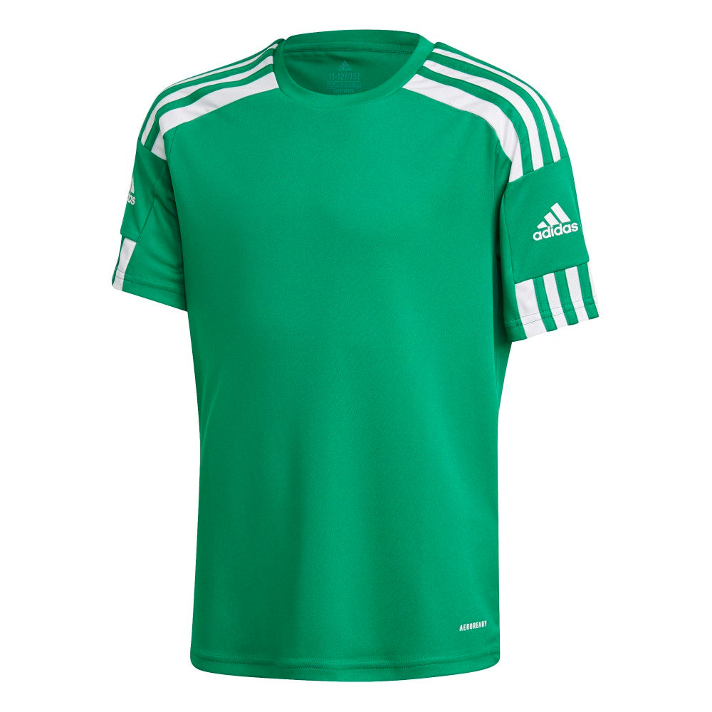 Adidas Youth Squadra 21 Soccer Jersey - Green & White Stripe - Breathable Performance Shirt for Kids - Perfect for Training & Match Play