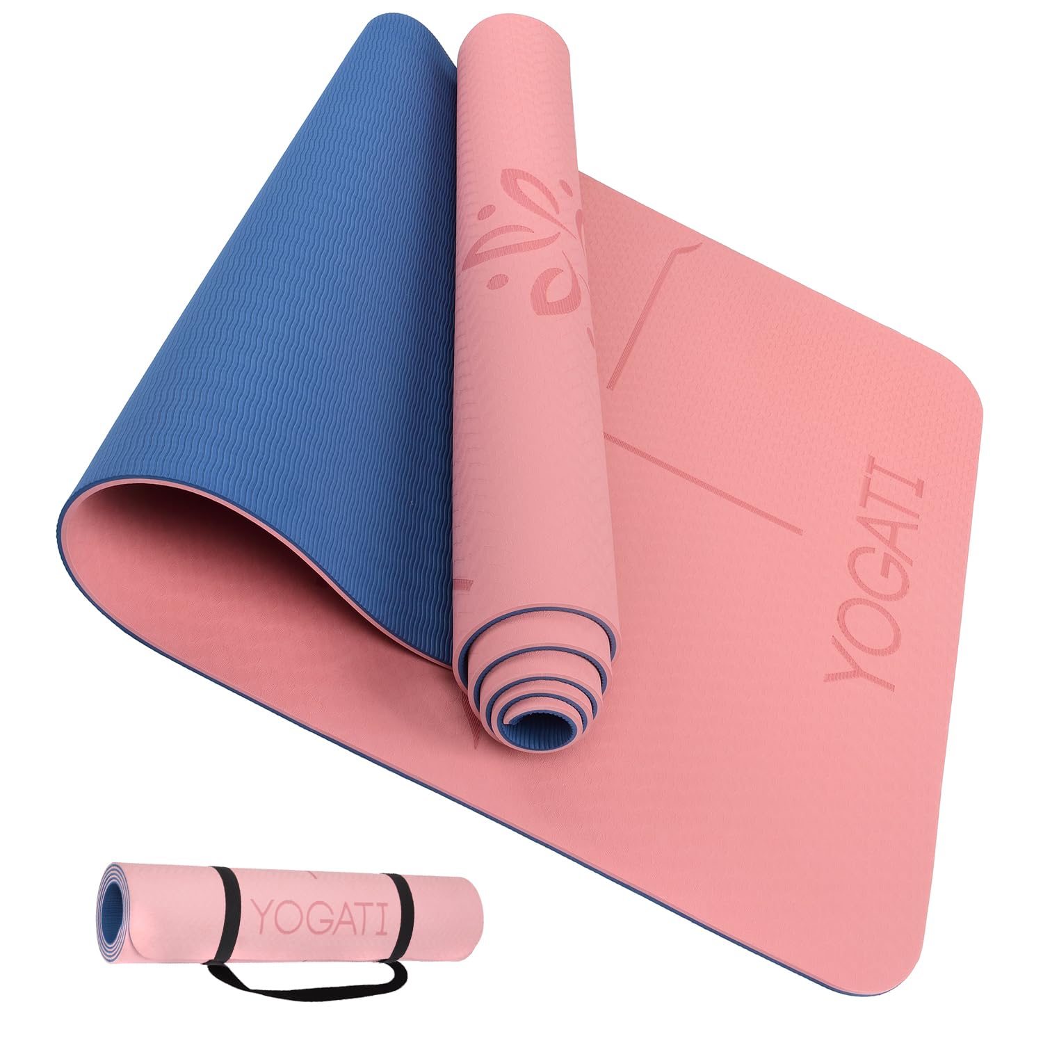 Non-Slip Yoga Mat with Carrying Strap - Extra Thick Exercise Mat for Pilates, Home Workout & Gym Training | Perfect for Hot Yoga, Meditation & Fitness Routines
