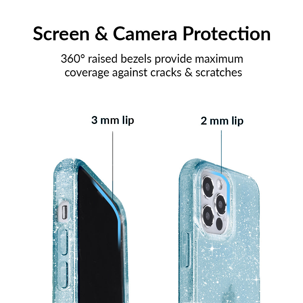 Blue Stardust Glitter iPhone Case - Sparkling Protective Cover for iPhone 13/14/15 Pro Max - Trendy Fashion Accessory for Parties, Events & Everyday Use