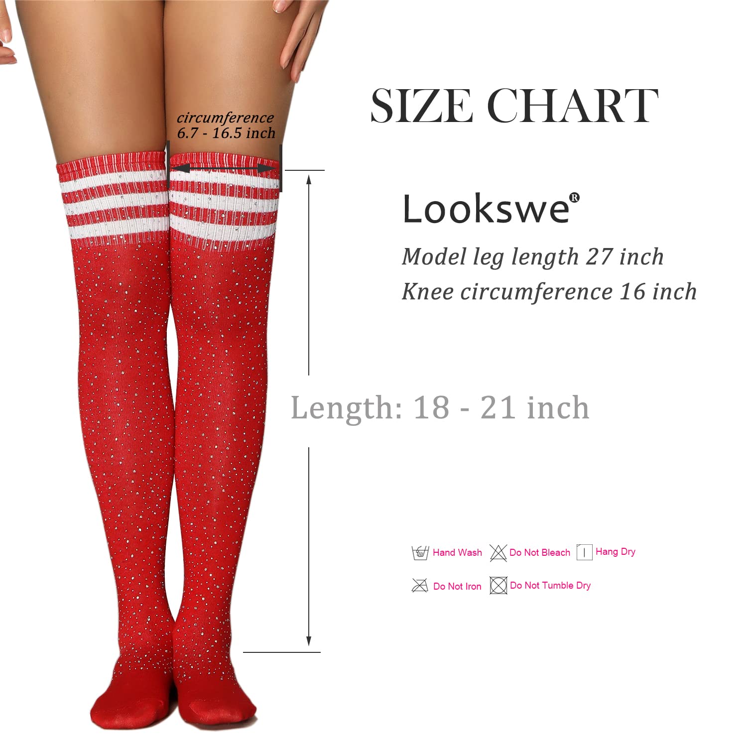 Lookswe Women's Over The Knee High Socks - Sexy Sparkle Rhinestone Stockings for Party, Cosplay & Casual Wear - Long Thigh High Socks for Winter & Fashion Outfits