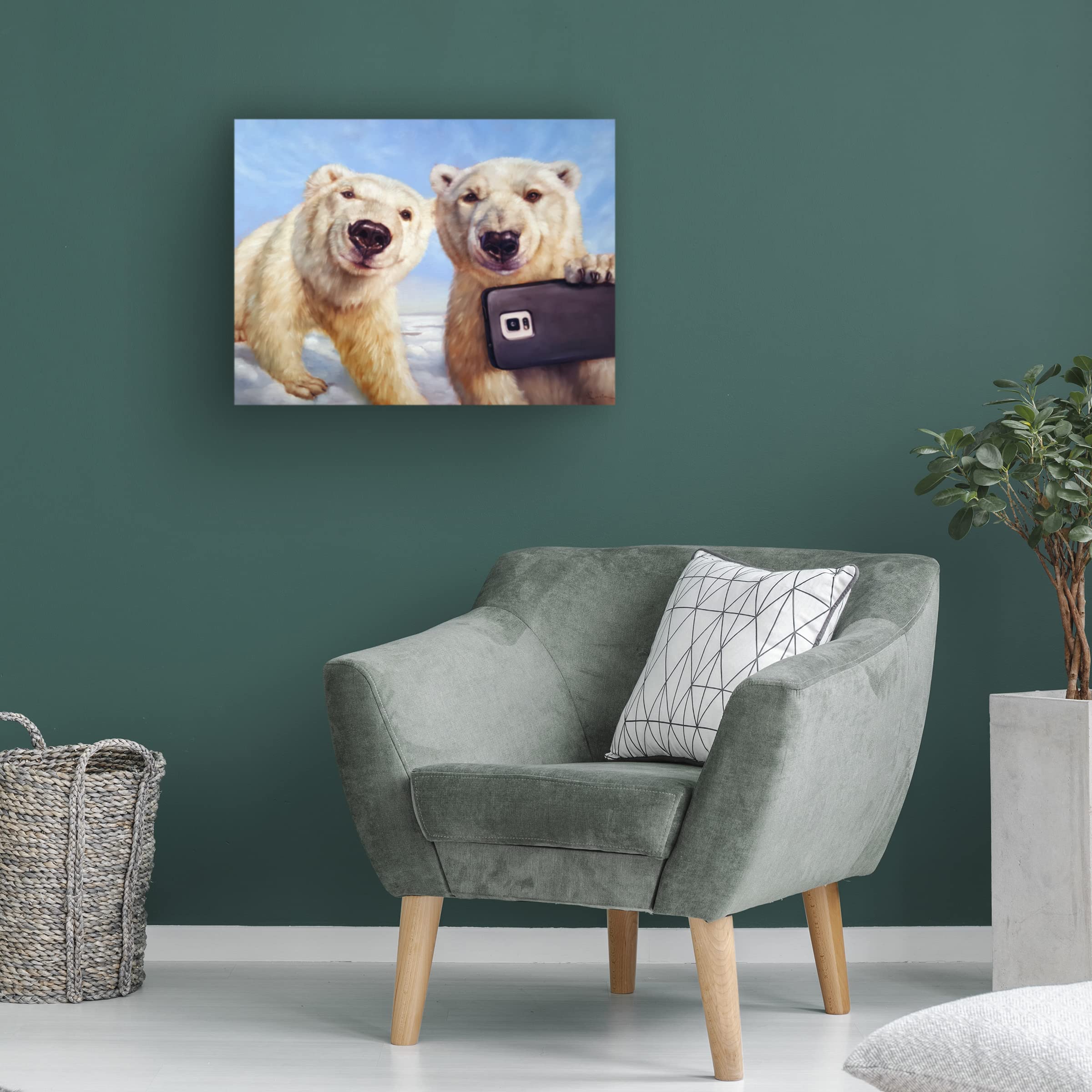Lucia Heffernan 'Polargram' Canvas Wall Art - Modern Polar Bear Painting for Living Room, Bedroom & Office Decor - High Quality Trademark Fine Art Print