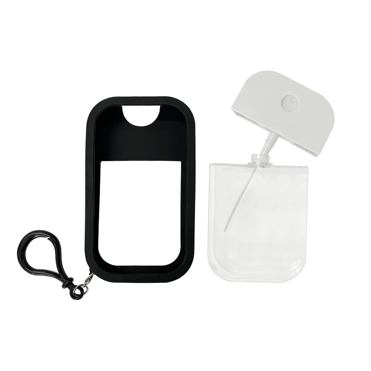 Refillable 50ML Portable Perfume Spray Bottle with Hook - Travel Size Empty Perfume Atomizer for Hand Sanitizer, Fragrance & Cosmetics (Black) | Perfect for Travel, Gym & Everyday Use