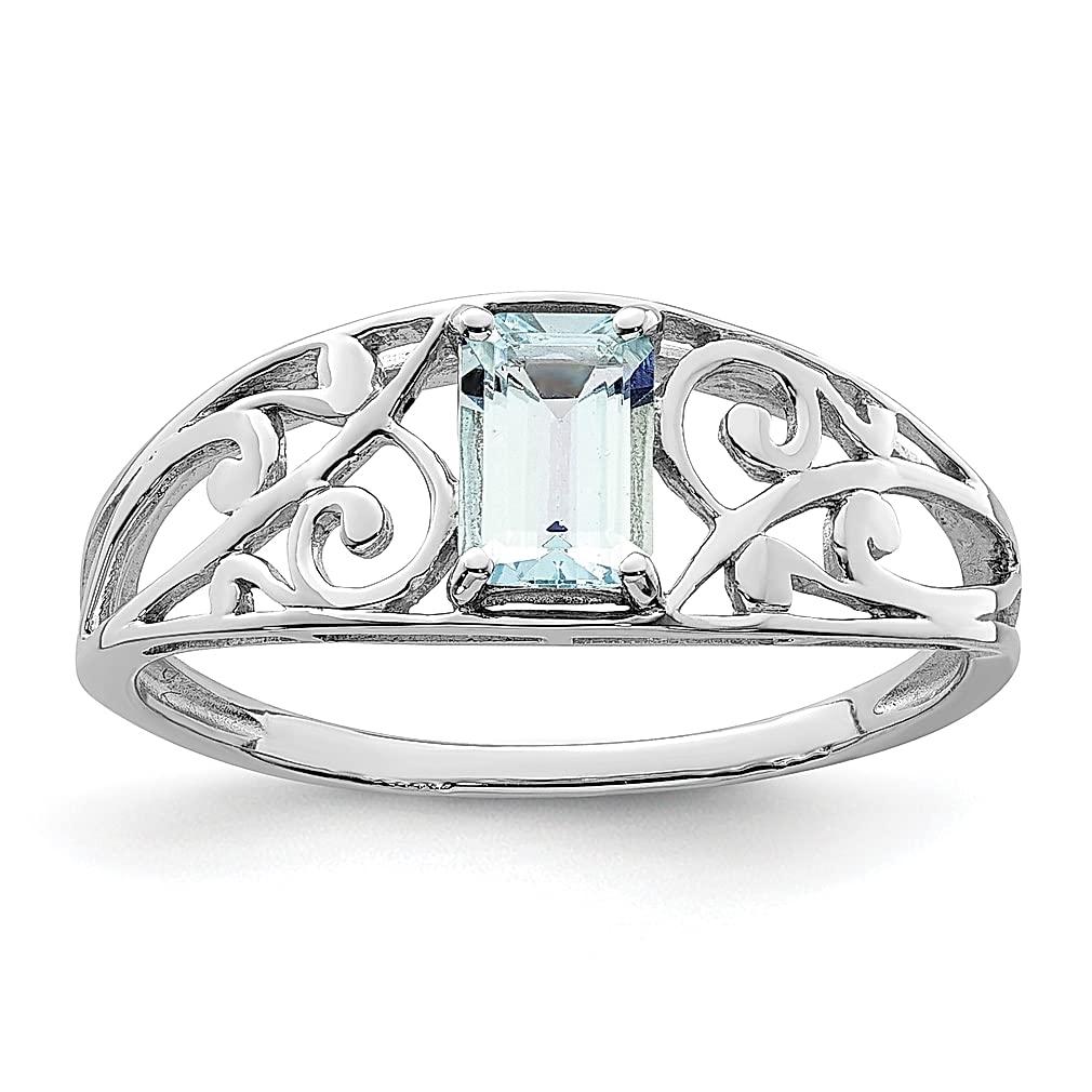 925 Sterling Silver Blue Aquamarine Band Ring - Dainty Gemstone Jewelry for Women | Elegant Gift for Her, Birthday, Anniversary & Everyday Wear