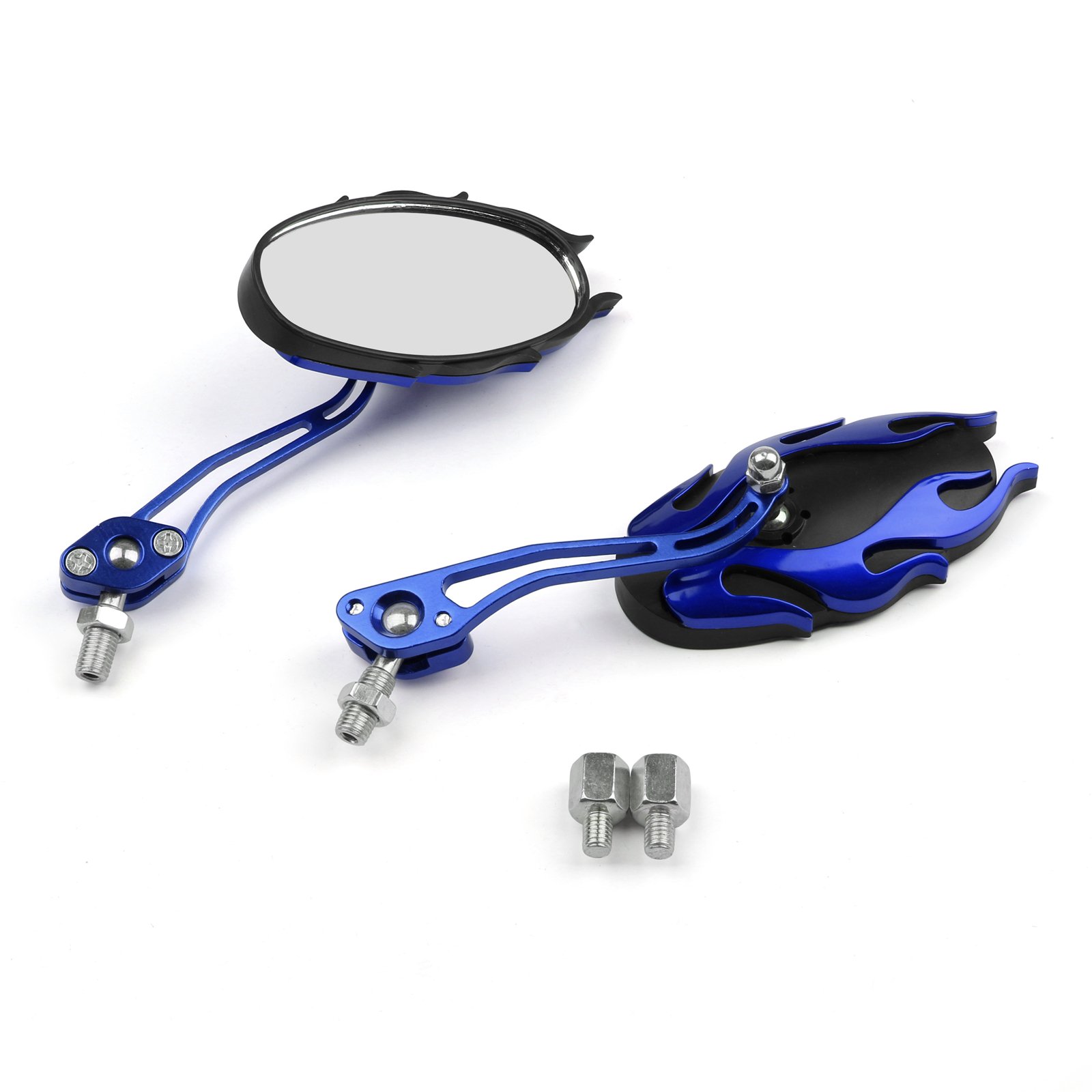 Universal Motorcycle Rearview Mirrors - 8mm & 10mm Adjustable Blue Lens for Enhanced Visibility - Perfect for Cruisers, Sport Bikes & Off-Road Riding