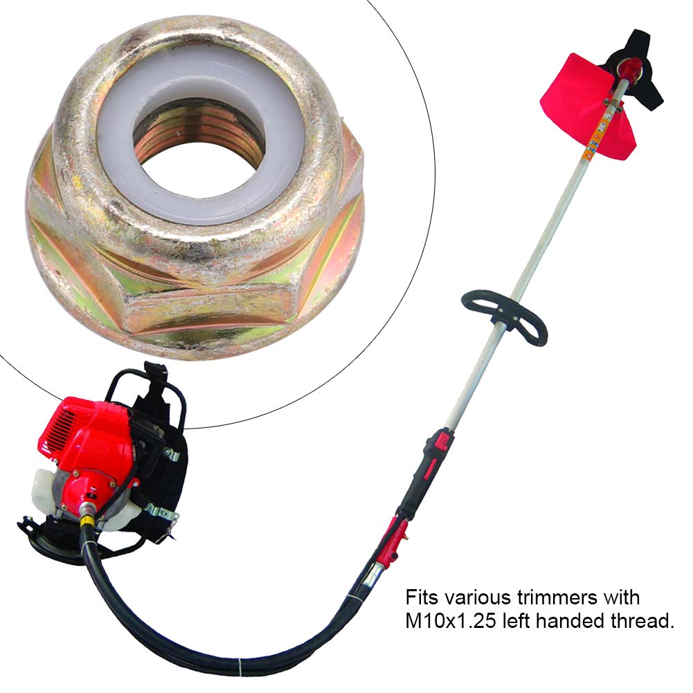 Universal M10x1.25 Left-Hand Threaded Blade Nut Replacement for Brush Cutter & Trimmer | Heavy Duty Left Hand Thread Accessory | Perfect for Lawn Care, Landscaping & Gardening Maintenance