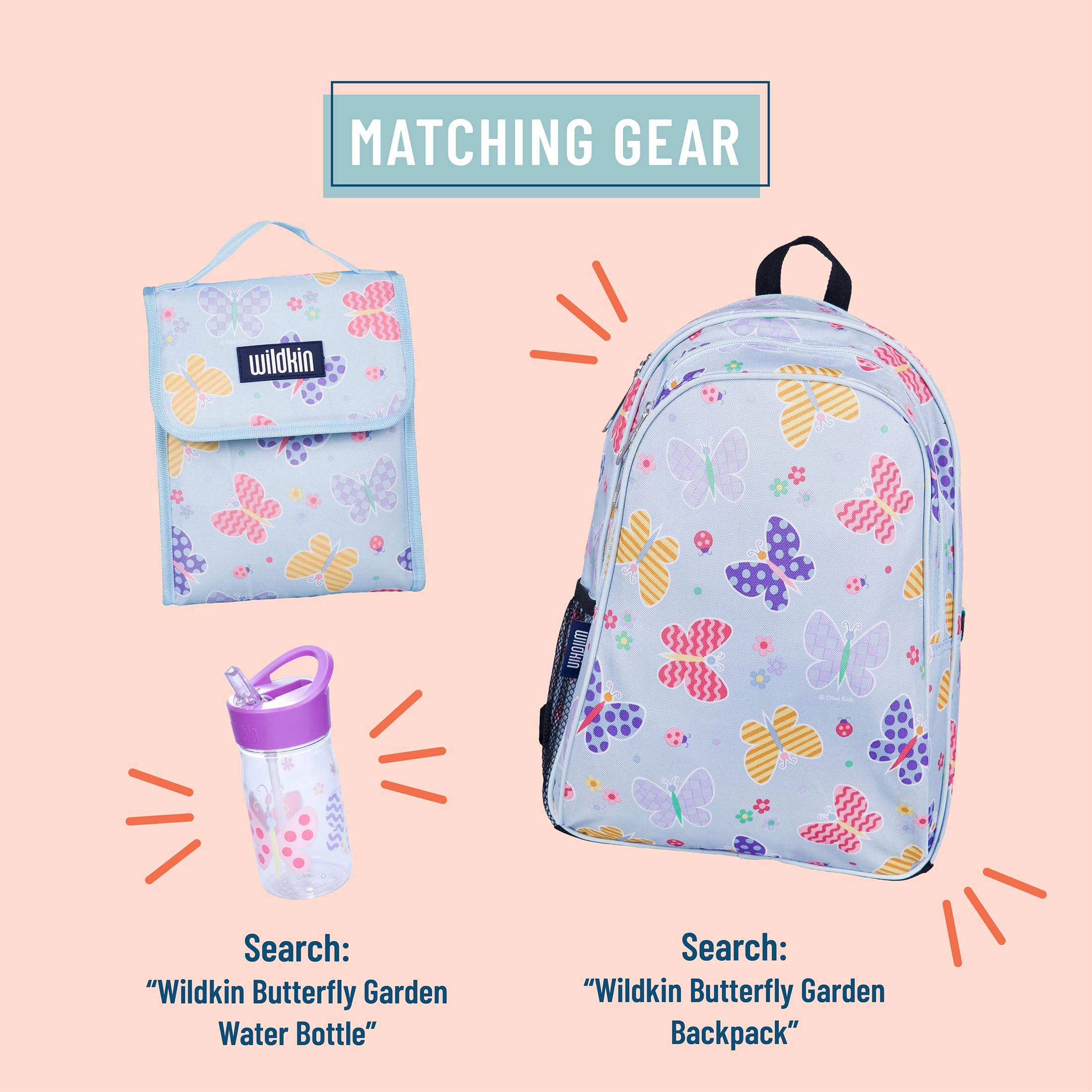 Wildkin Kids Insulated Lunch Bag - Reusable Thermal Lunch Box for School, Travel & Picnics - Keeps Food Hot or Cold - Butterfly Garden Design - Perfect for School Lunches, Day Trips & Outdoor Adventures