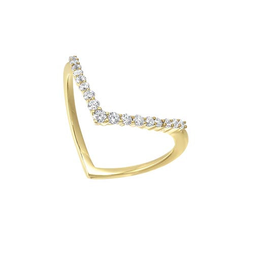 1/4ctw Diamond V-Shaped Stackable Wedding Ring in Rose, Yellow & White Gold – Perfect for Bridal Sets, Anniversary Gifts & Everyday Elegance