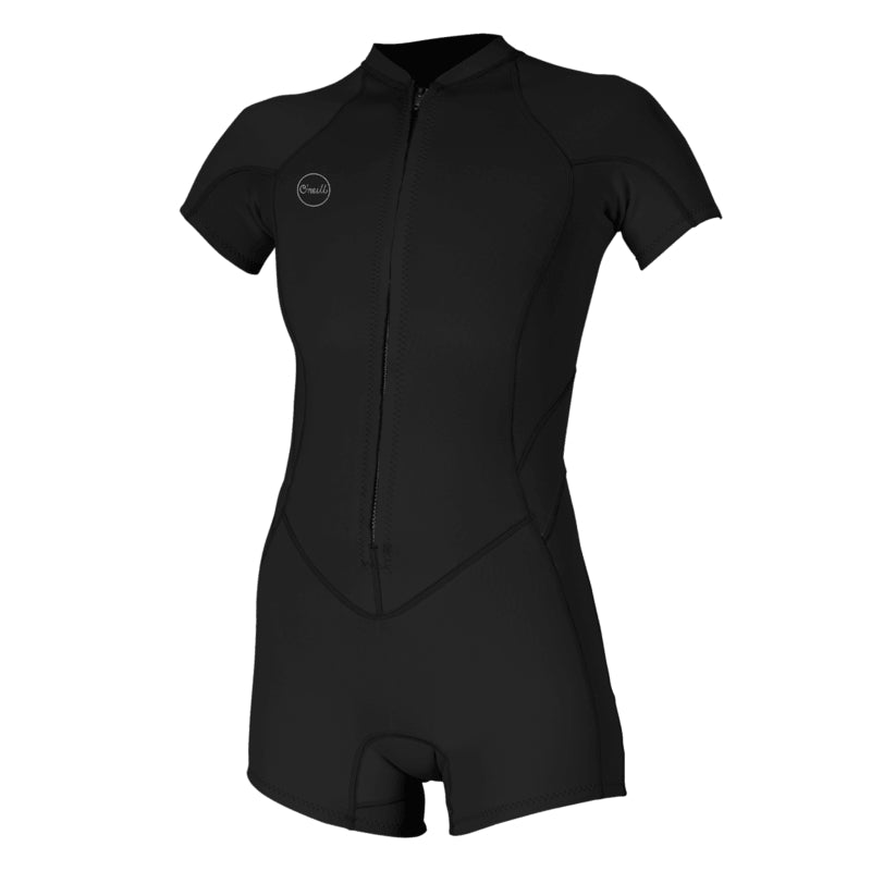 O'Neill Women's Bahia 2mm/1mm Front Zip Springsuit Wetsuit - Black/Black for Surfing, Diving & Water Sports