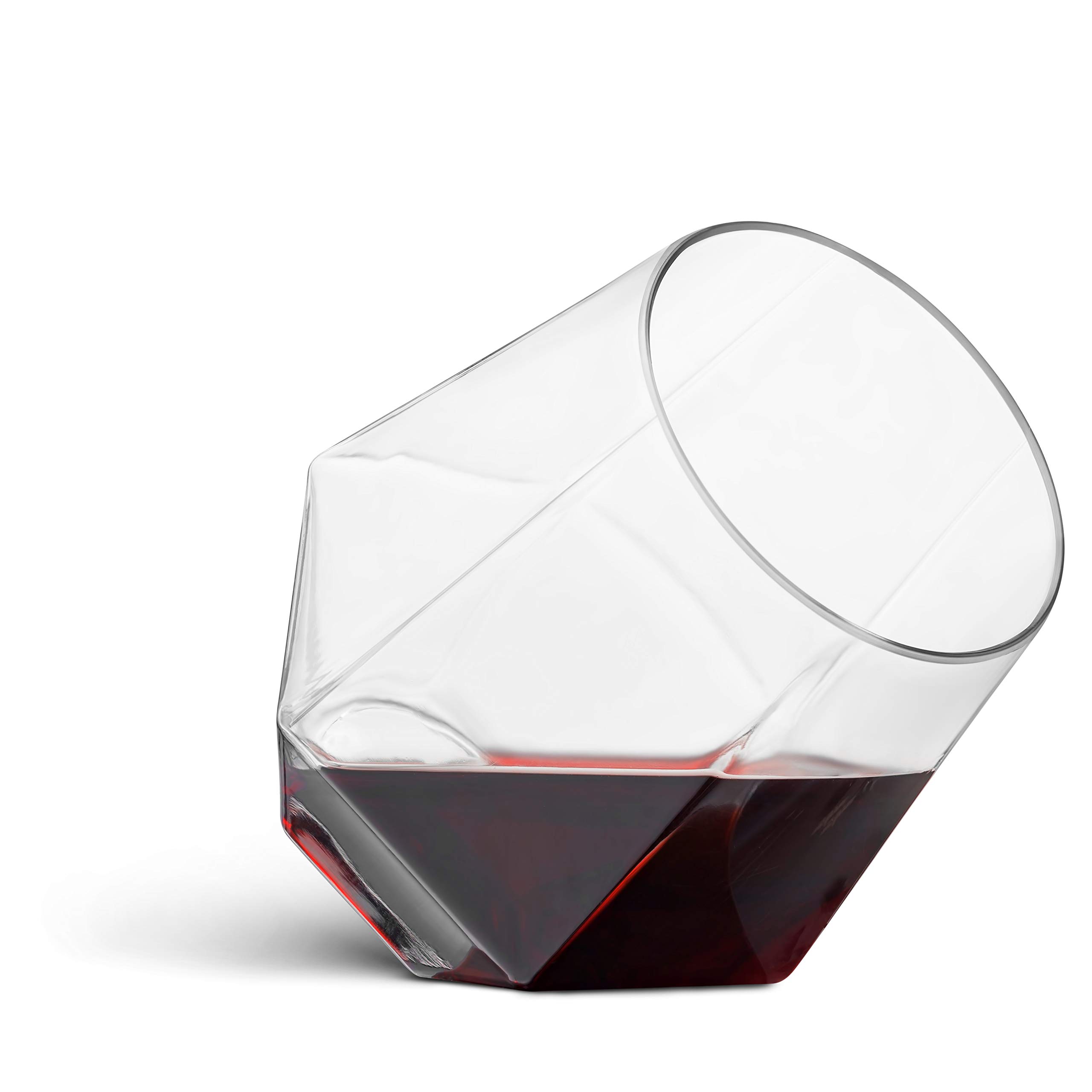 Munfix 32 Pack Plastic Stemless Wine Glasses - 12oz Unbreakable Diamond-Shaped Disposable Cups for Wine, Champagne & Whiskey | Shatterproof, BPA-Free & Recyclable | Perfect for Parties, Weddings & Outdoor Events