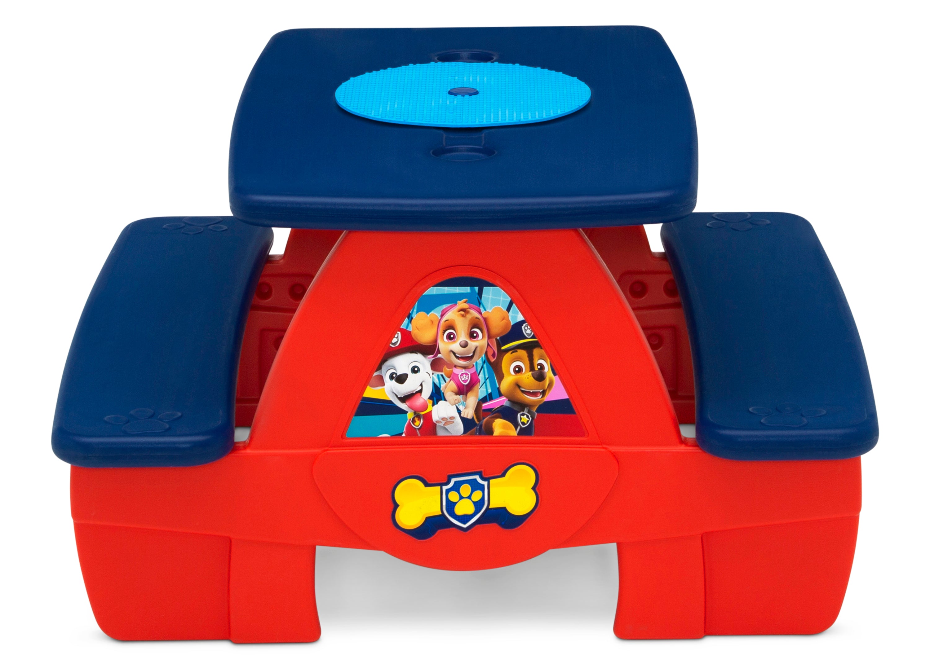 PAW Patrol 4-Seat Kids Picnic Table with LEGO Compatible Tabletop - Outdoor Play, Birthday Parties & Backyard Fun for Toddlers & Children