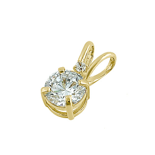 14K Solid Yellow Gold Round CZ Pendant Necklace - Elegant Clear Cubic Zirconia Jewelry for Women, Perfect for Parties, Weddings & Everyday Wear