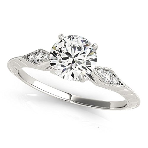 14K White Gold Diamond Engagement Ring with Side Clusters (1 1/8 CTTW) - Elegant Fine Jewelry for Women, Perfect for Proposals, Anniversaries & Special Occasions