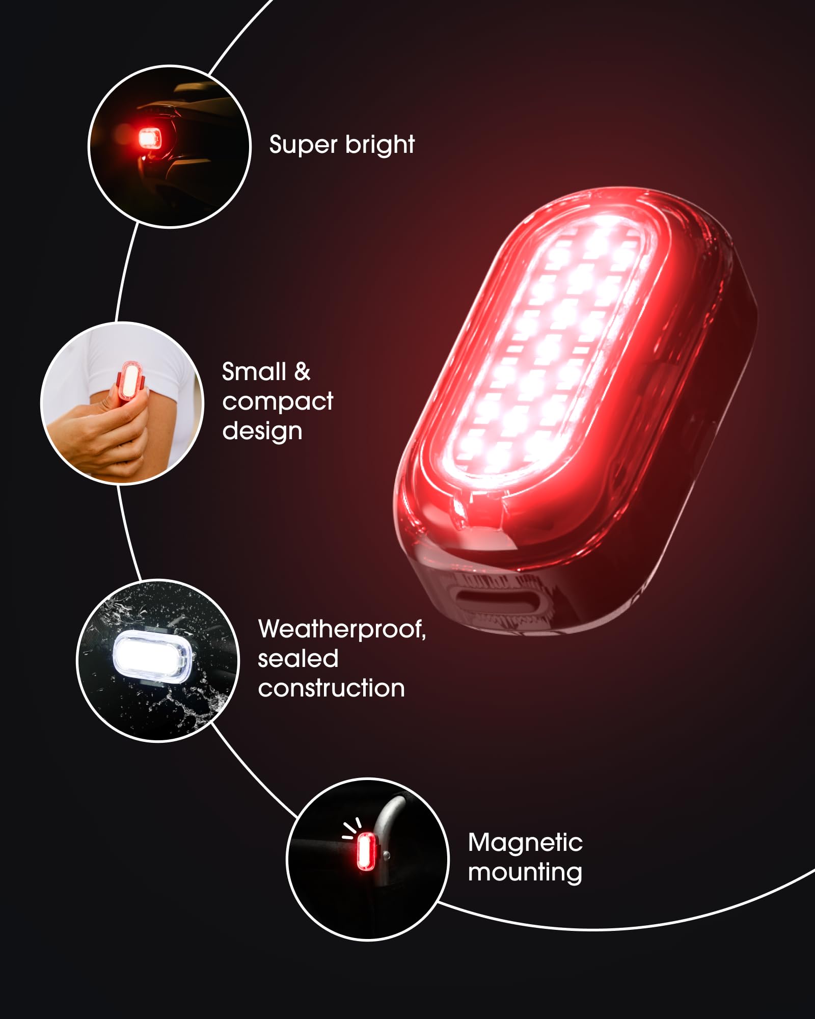 Lumos Firefly Mini Smart Bike Light System - Rechargeable LED Front & Rear Lights with Turn Signals, Brake Lights & Custom Brightness | Waterproof Bicycle Accessories for Night Riding, Commuting & Urban Cycling Safety