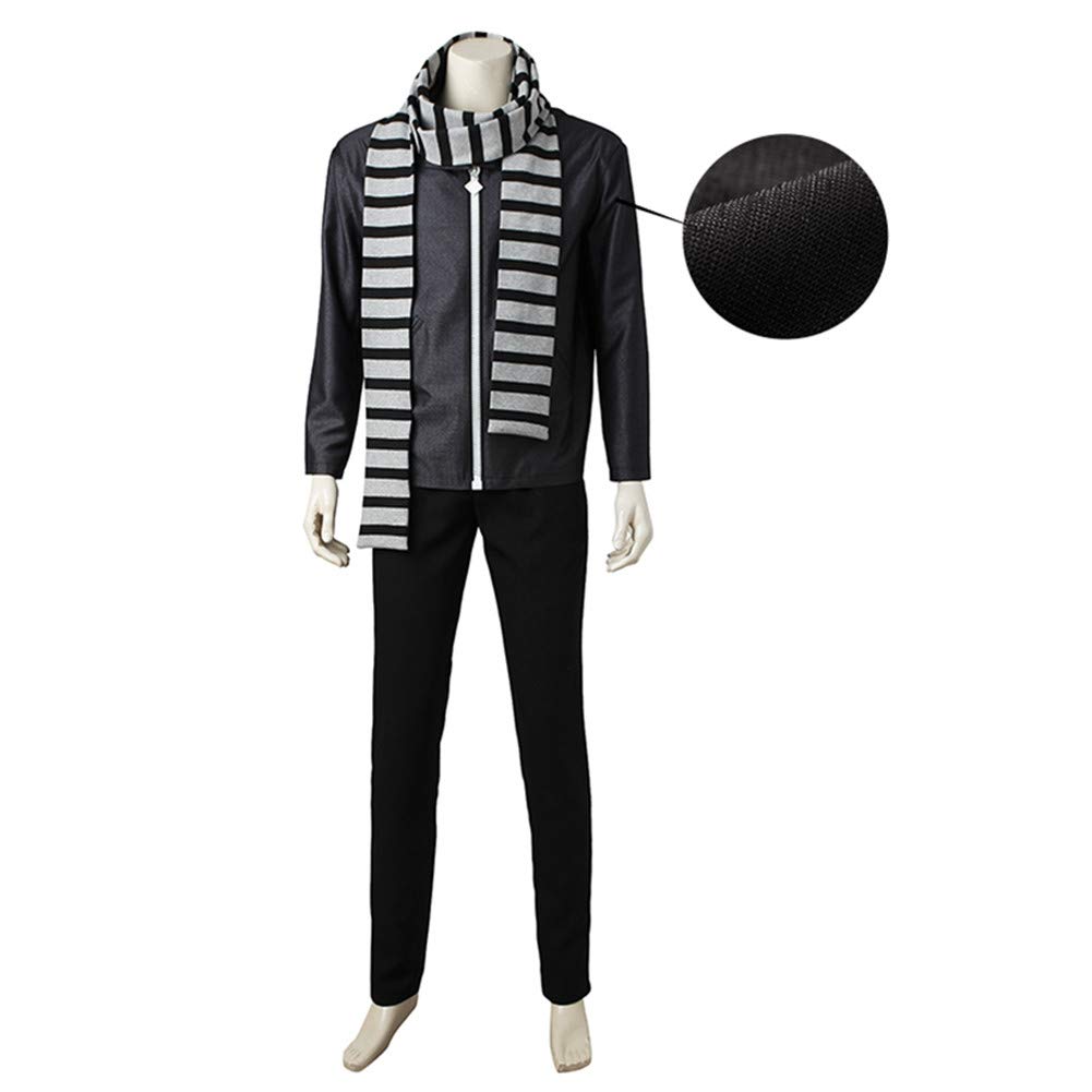Gru Cosplay Costume for Adults - Despicable Me Villain Outfit with Yellow Scarf & Gloves - Perfect for Halloween, Comic Con & Theme Parties