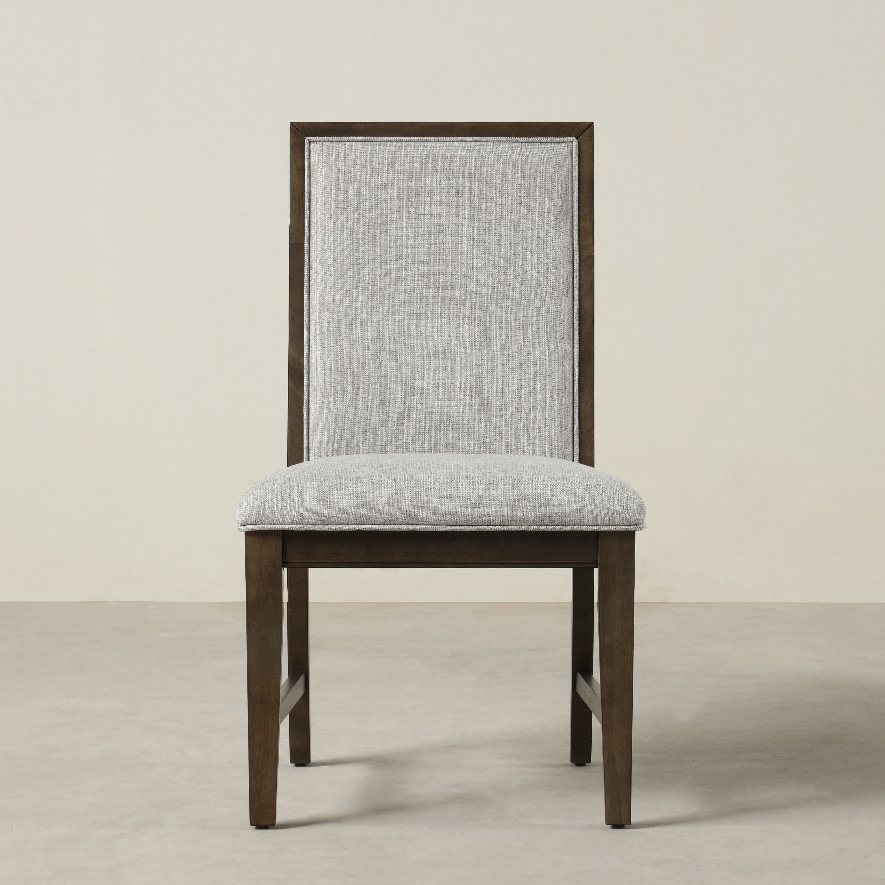 Roundhill Furniture Aberll Solid Wood Upholstered Dining Chairs, Gray, Set of 2 - Modern Farmhouse Style Dining Room Chairs for Kitchen, Breakfast Nook & Home Decor