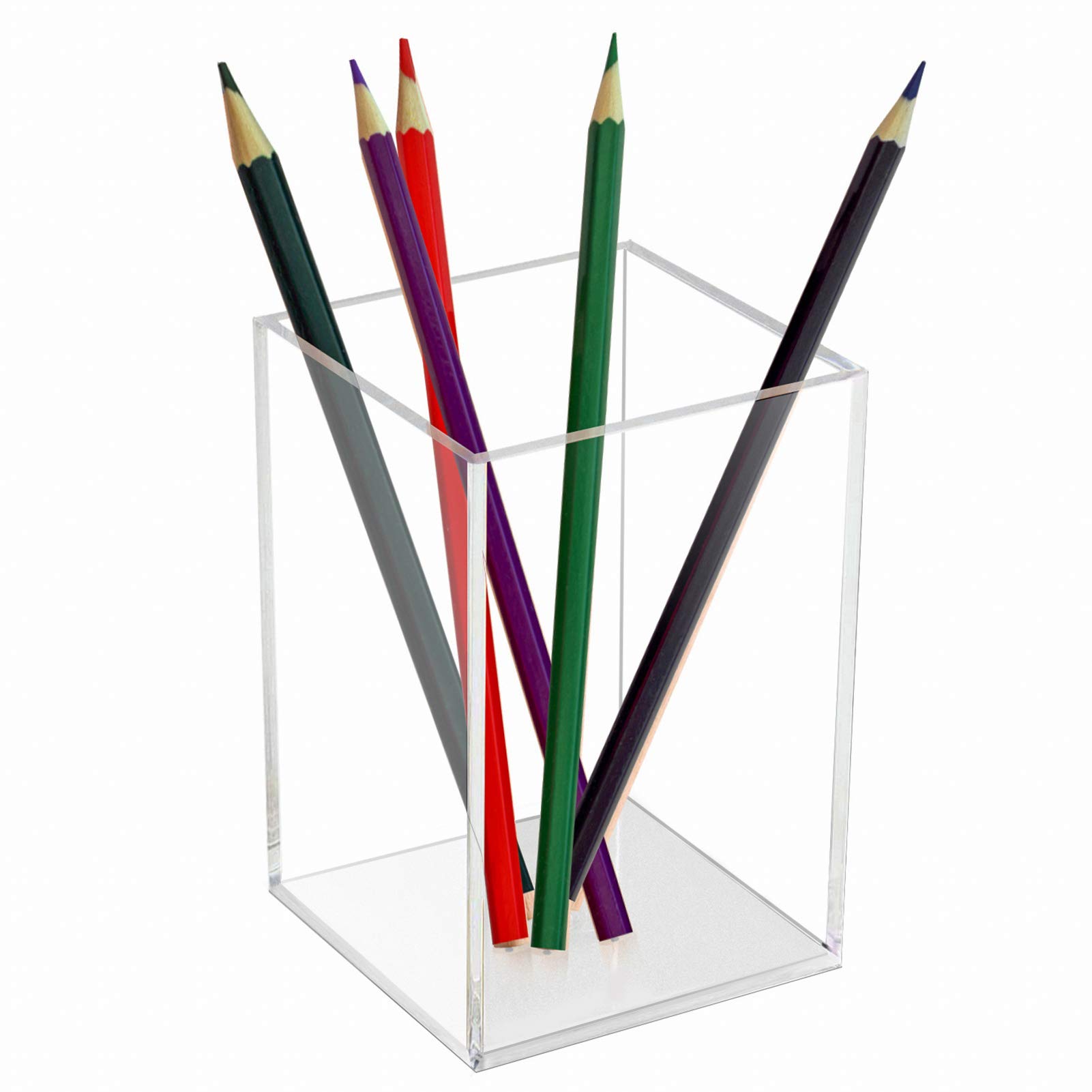 Clear Acrylic Pen Holder for Desk - Pencil Organizer, Makeup Brush & Stationery Storage Cup | Perfect for Office, Home & School Organization