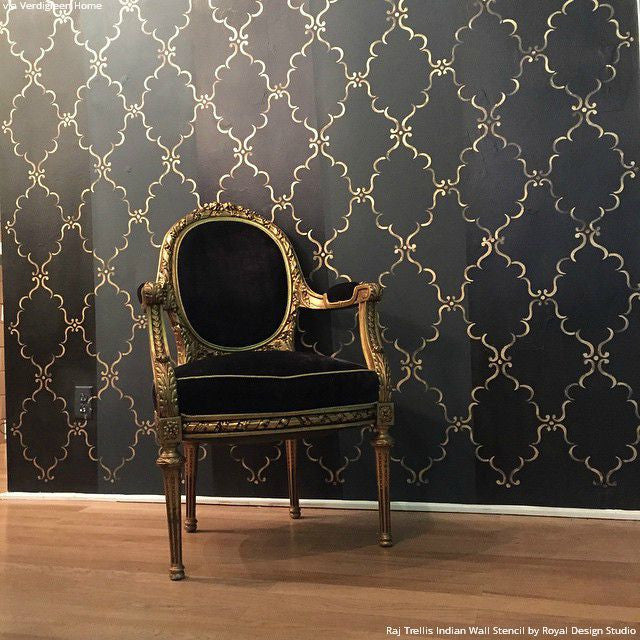 Raj Trellis Indian Wall Stencil - DIY Home Decor Stencil for Wall Painting, Mehndi & Mandala Art - Perfect for Bedroom, Living Room, and Nursery Wall Designs