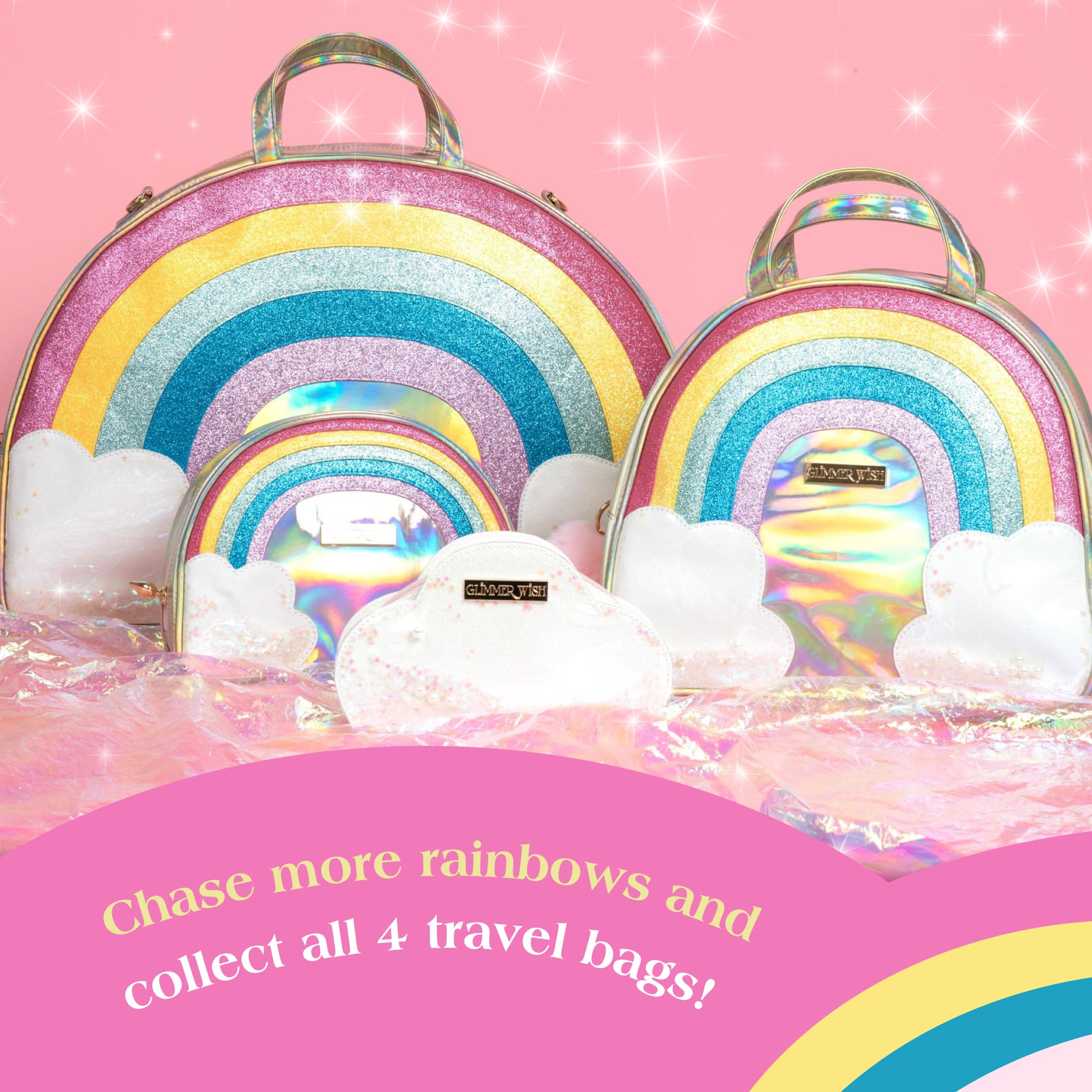 Glimmer Wish Unicorn Rainbow Overnight Bag & Cosmetic Organizer - Waterproof Travel Makeup Bag for Women & Girls - Perfect for School, Gym, Vacation & Sleepovers - Cute Gift Idea for Teens & Tweens