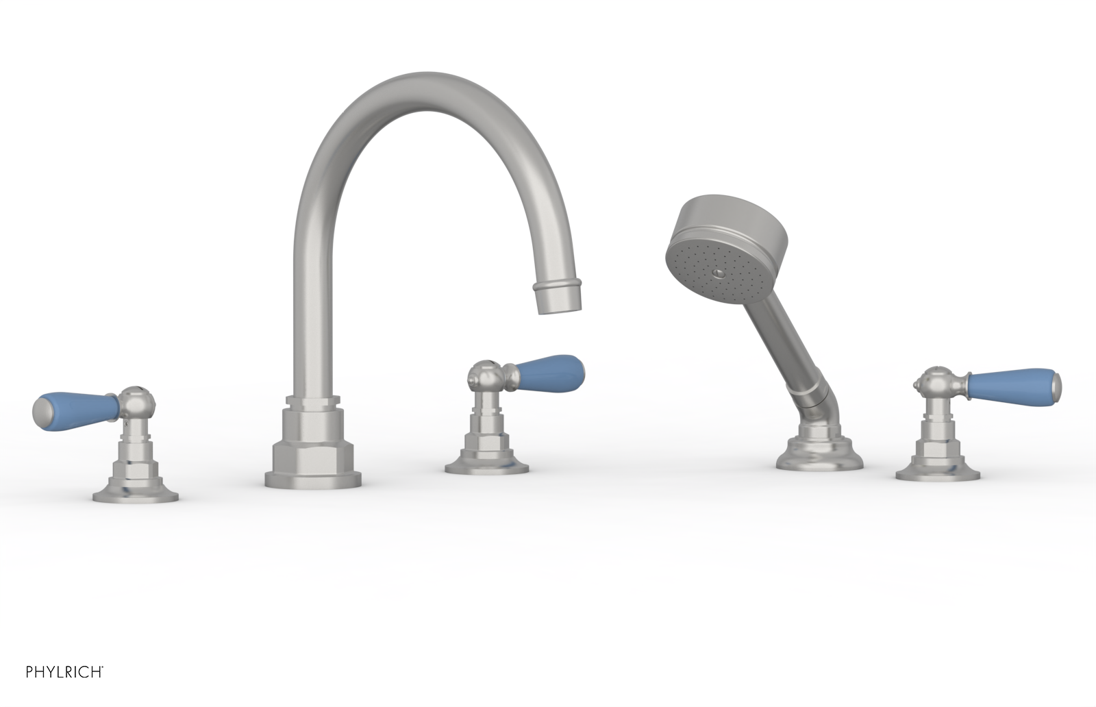 Jamestown Deck Tub Set with Hand Shower - Lever Handles & Light Blue Accents - 165
