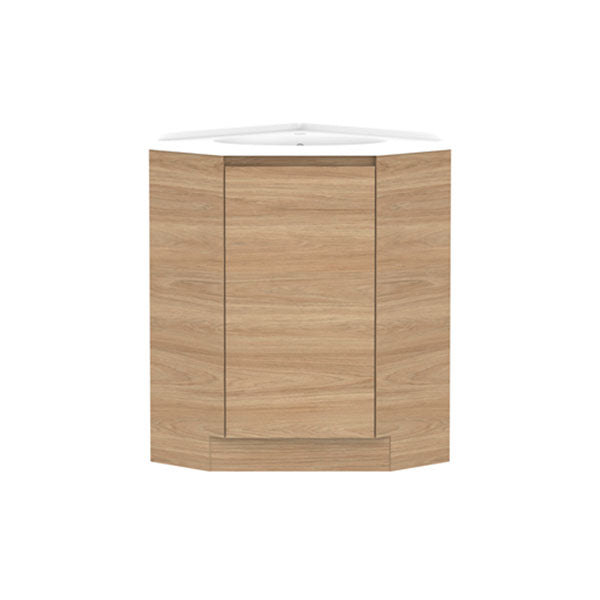 ADP Glacier Lite Door and Drawer Trio Floor Standing Corner Vanity with Cast Marble Top - Modern Bathroom Storage Solution for Small Spaces, Perfect for Apartments and Compact Homes