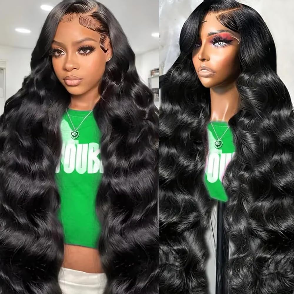 13x6 Body Wave Lace Front Human Hair Wigs - Pre Plucked Glueless Brazilian Virgin Hair Wig with HD Lace for Women (34 Inch) - Perfect for Daily Wear, Parties & Special Occasions