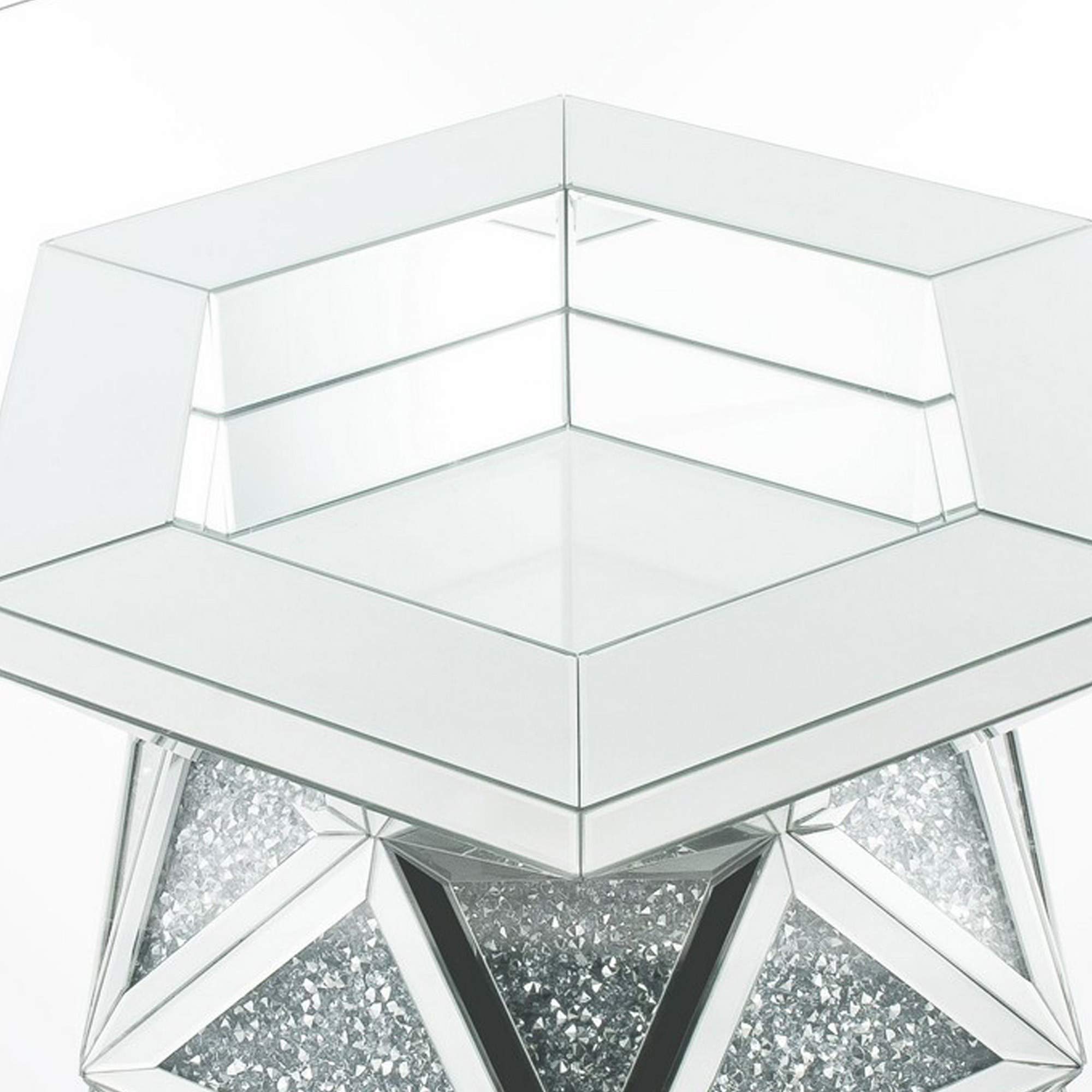 Silver Round Dining Table with Crystal Inlay - Elegant for Dining Rooms
