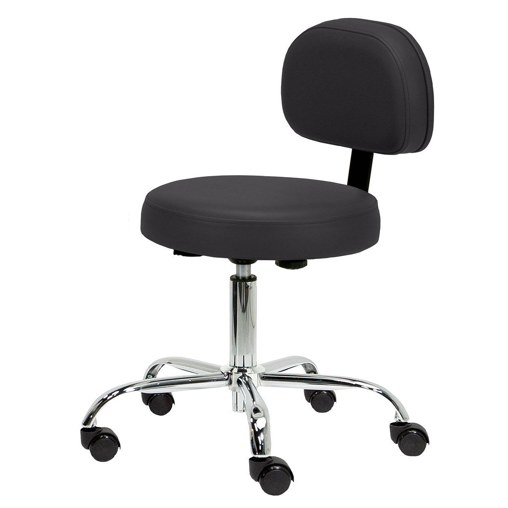 Earthlite Pneumatic Rolling Massage Stool with Adjustable Height & Optional Backrest - Perfect for Massage Therapists, Chiropractors & Home Use