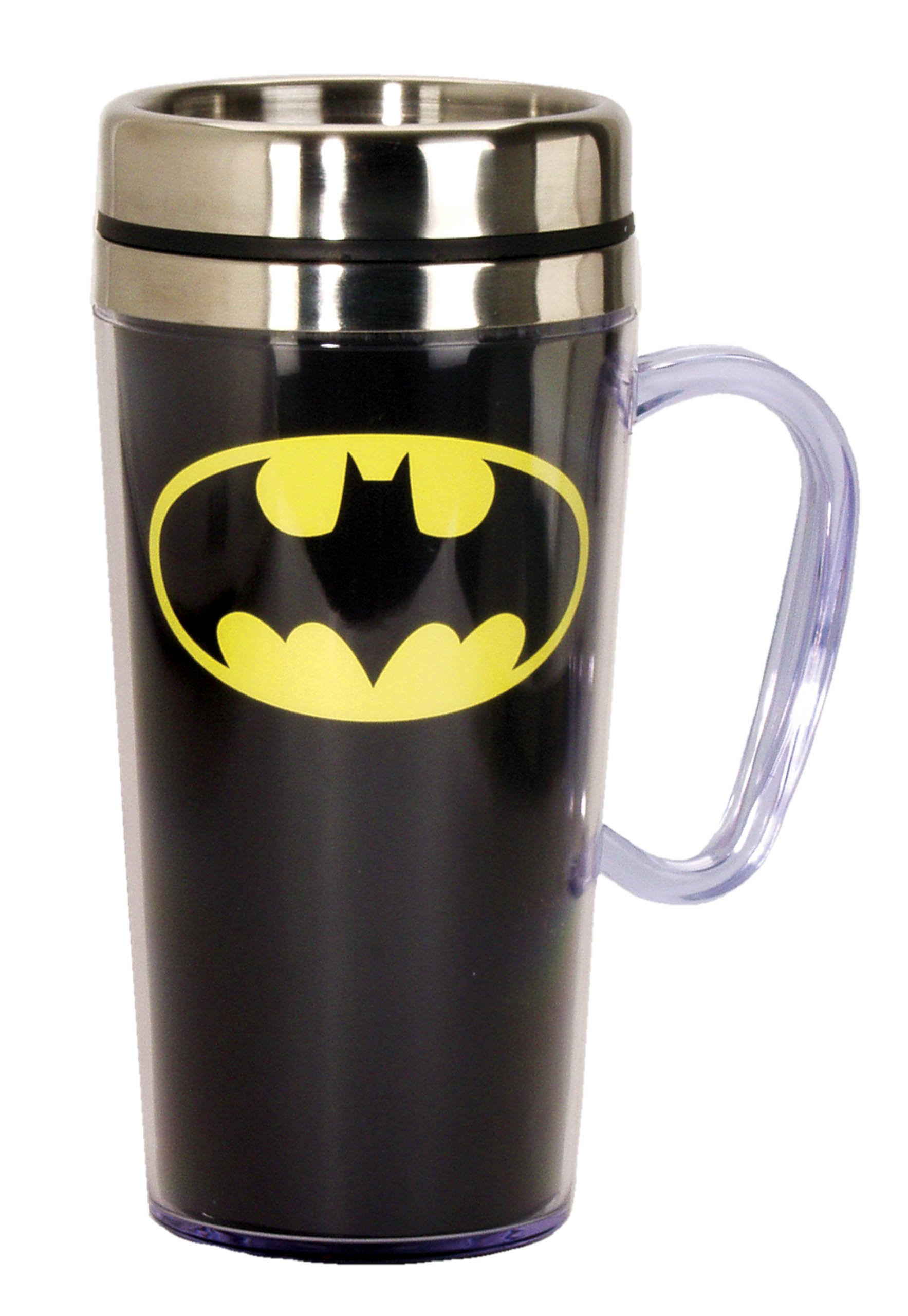Batman Logo Insulated Travel Coffee Mug - 14 oz Black Stainless Steel Tumbler - Perfect for Office, Commute & Superhero Fans Gift
